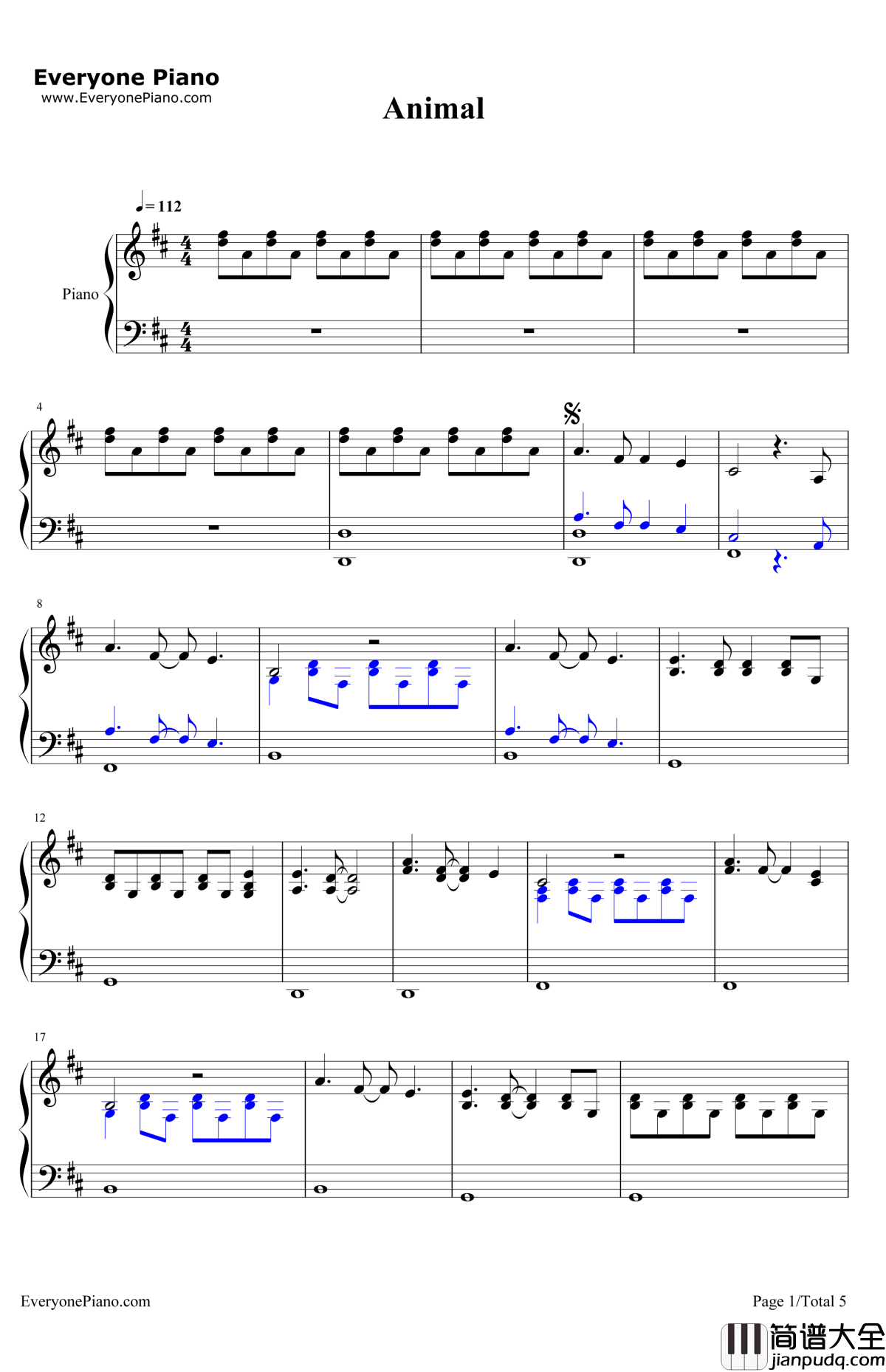 Animal钢琴谱_Kesha