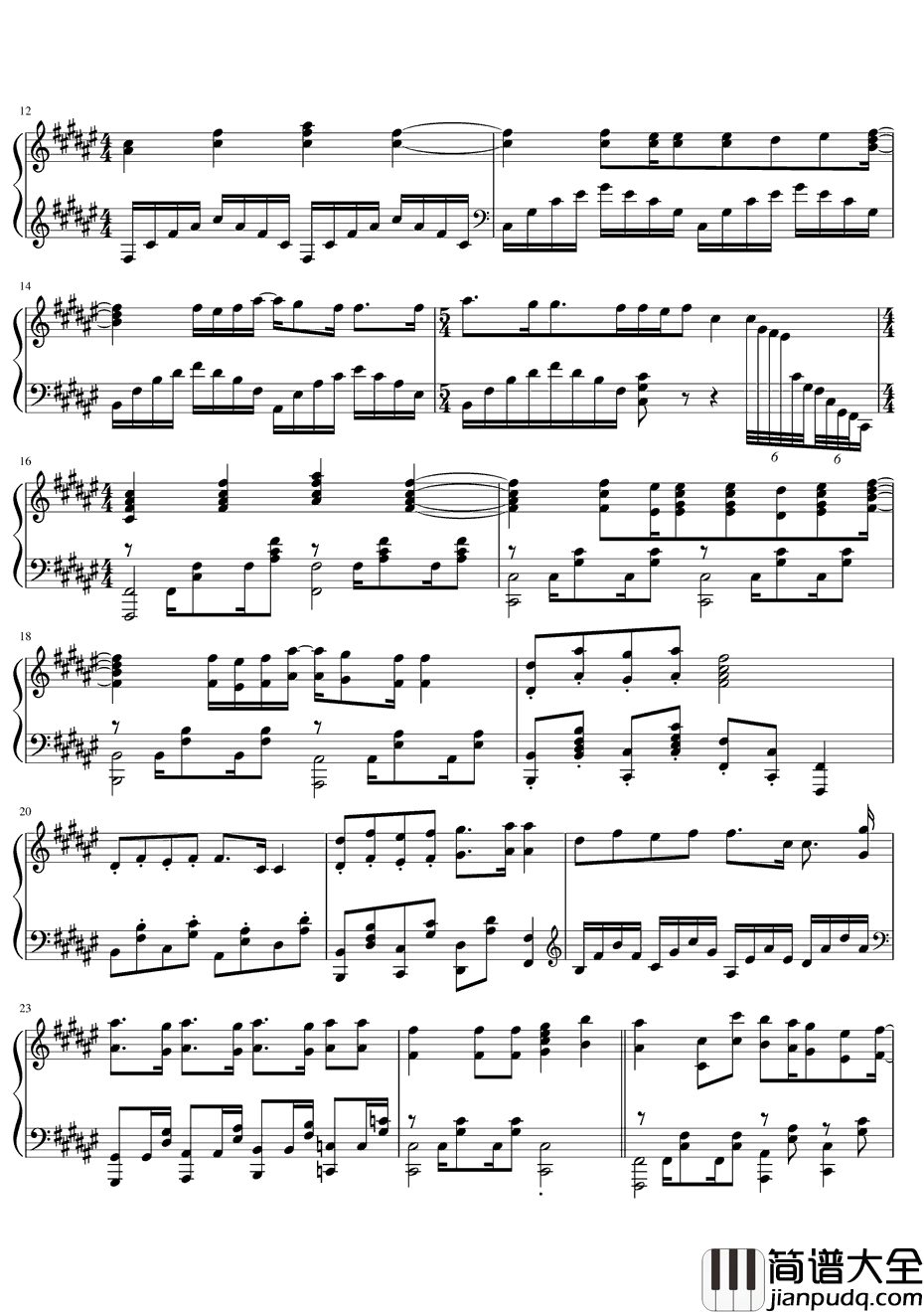 暧昧ヘルツ钢琴谱_东山奈央花泽香菜小松未可子阿澄佳奈_伪恋ED