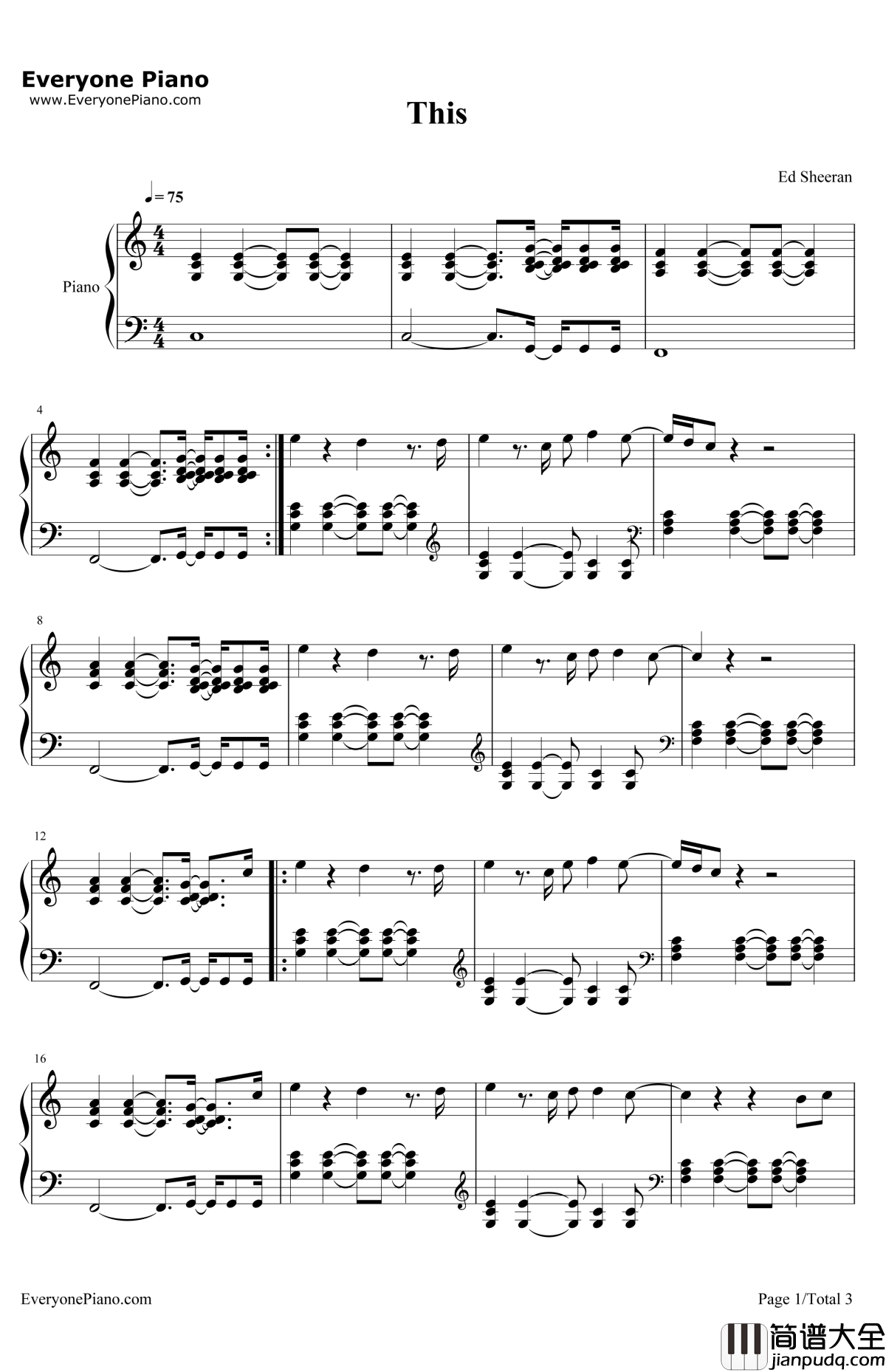 This钢琴谱_EdSheeran