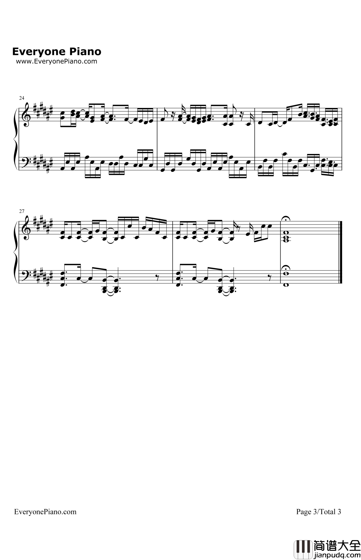 蜜蜜蜜钢琴谱_Ayumikurikamaki_PunchLineED