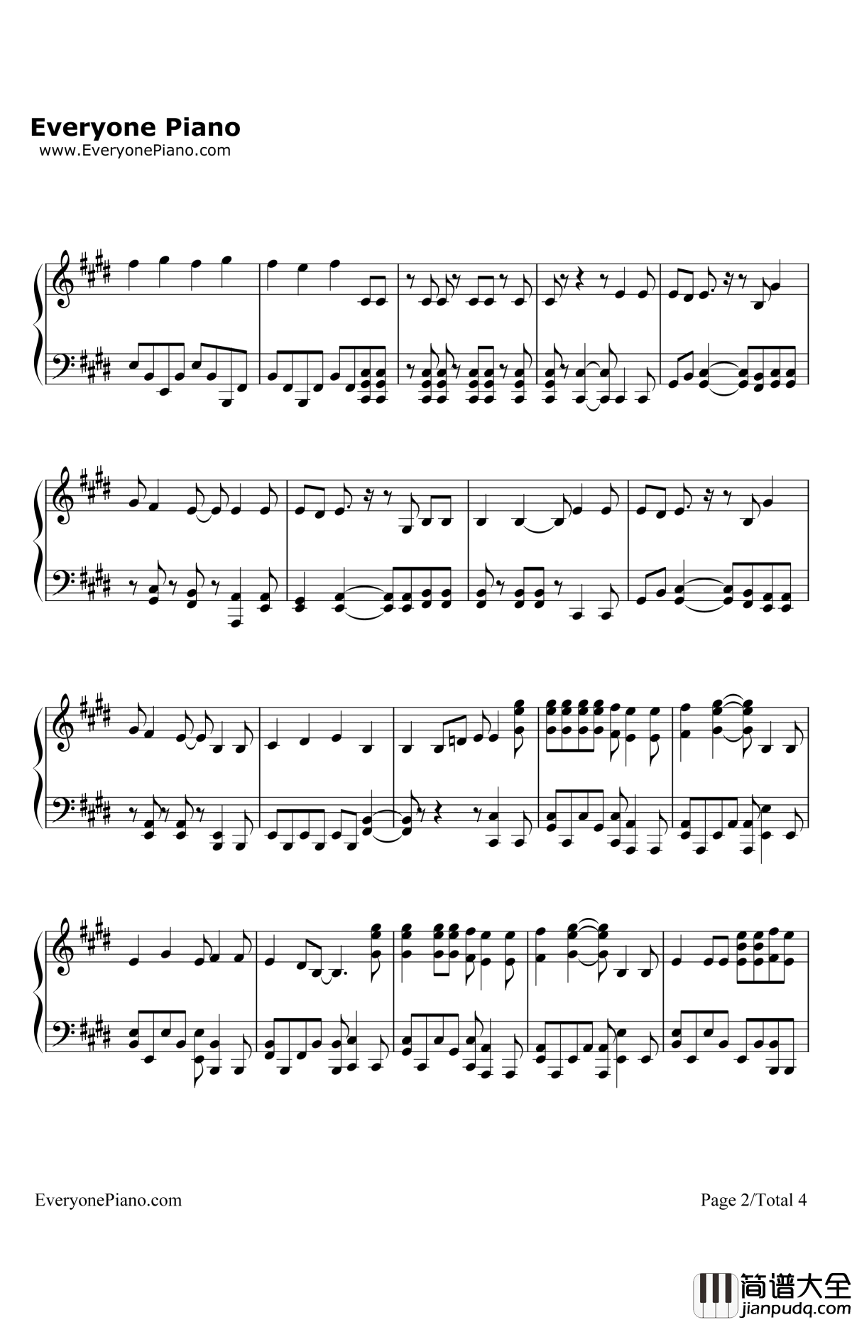 Outgrow钢琴谱_Gero_东京暗鸦OP2