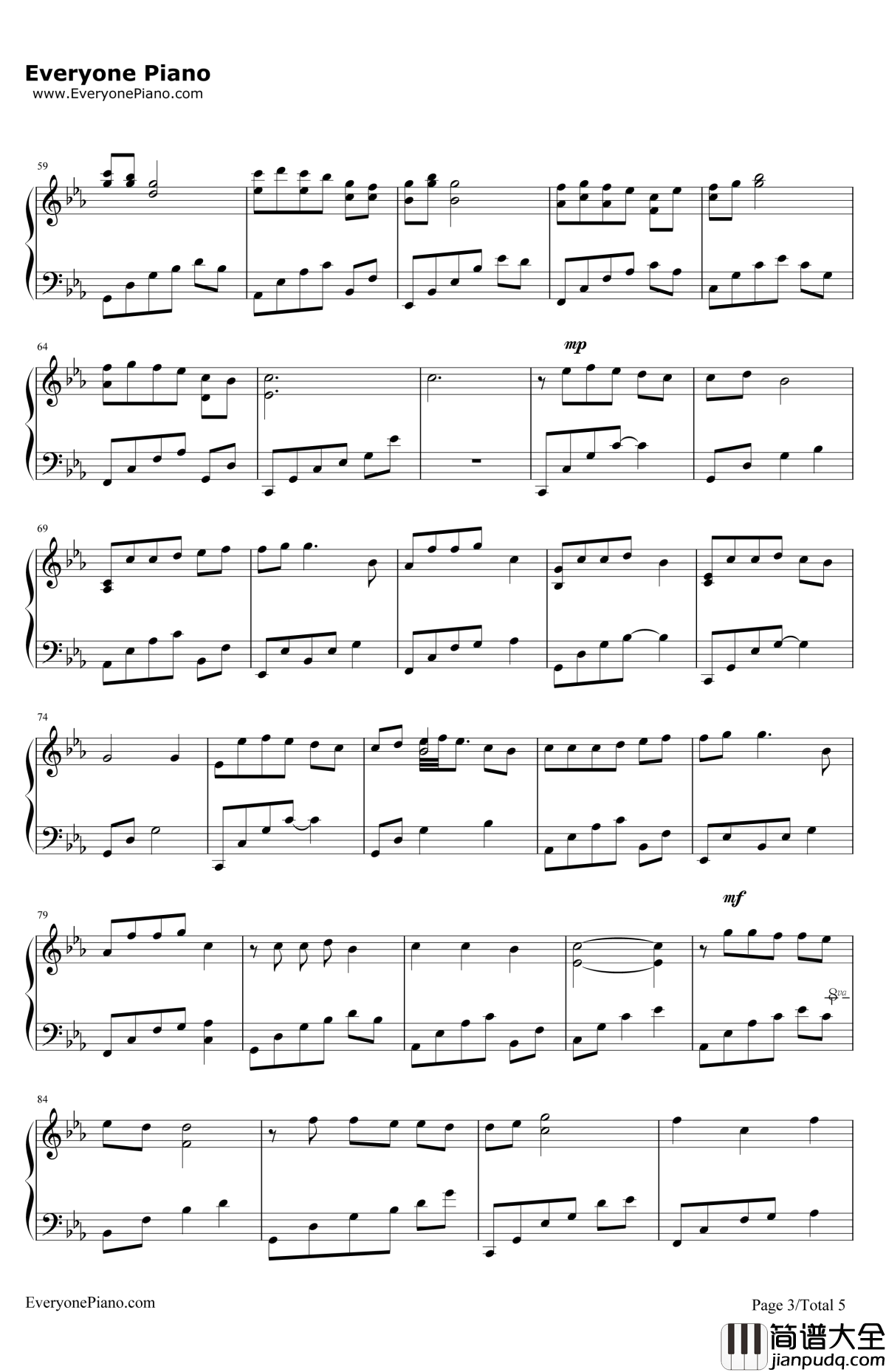 小小钢琴谱_小小_容祖儿