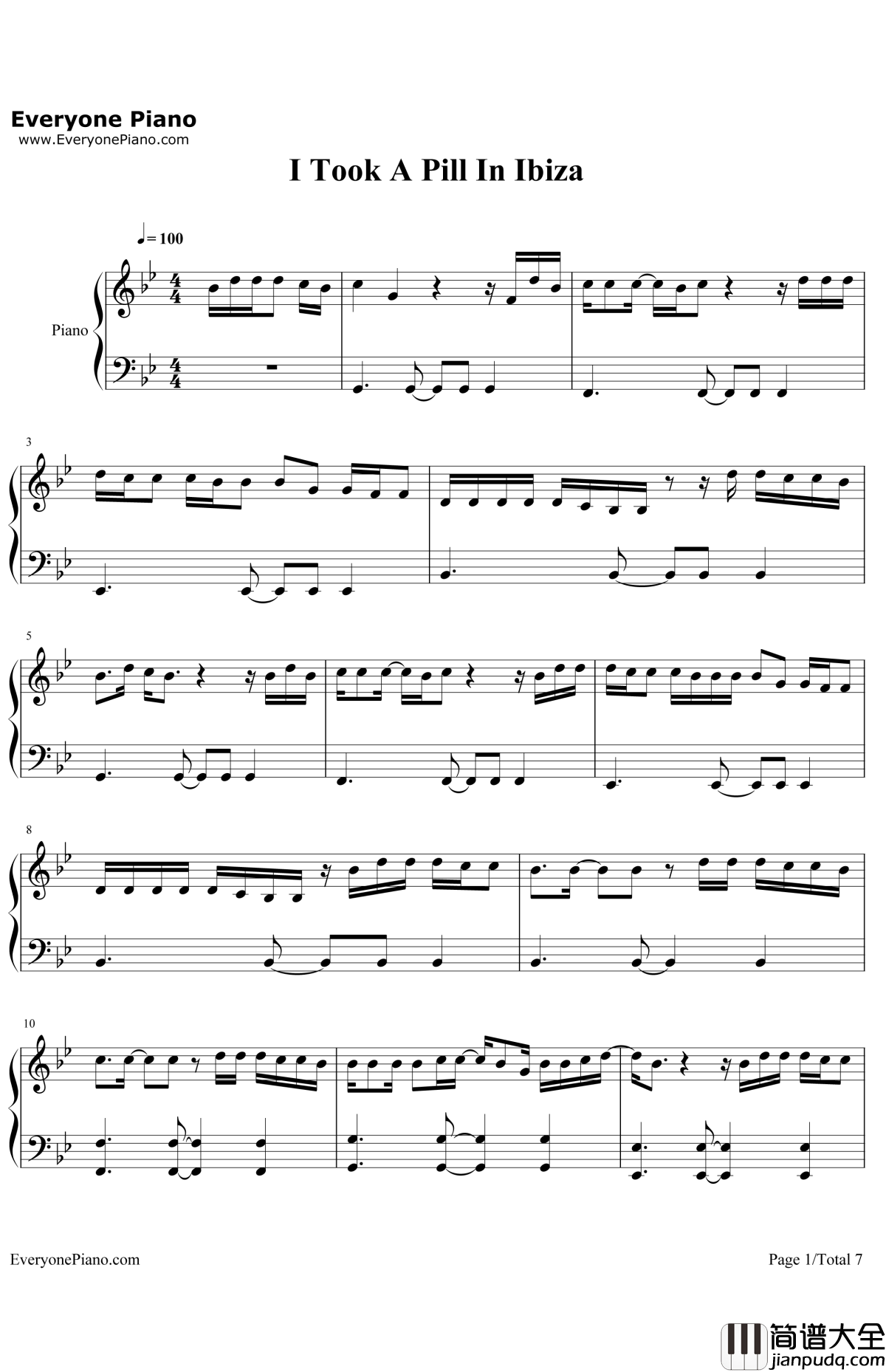 ITookAPillInIbiza钢琴谱_MikePosnery