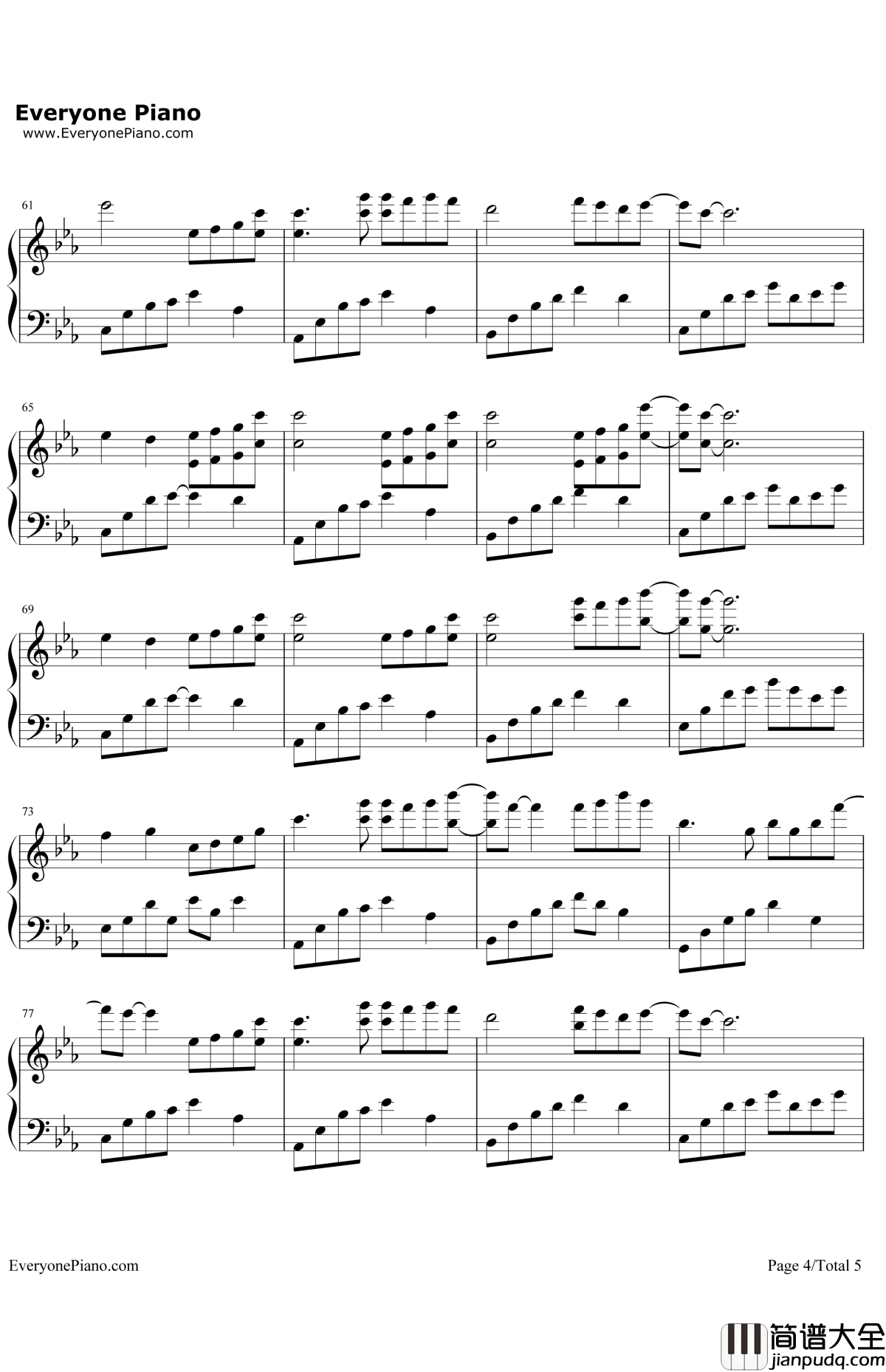 夜的钢琴曲5钢琴谱_石进_夜的钢琴曲5