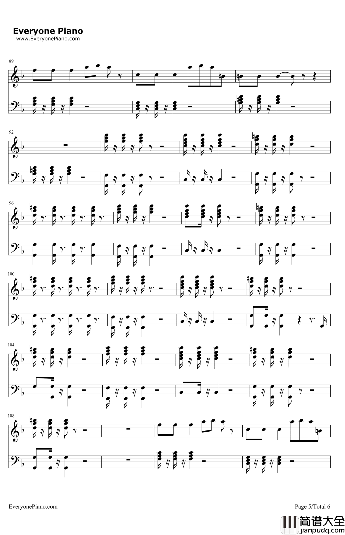 初学者钢琴谱_薛之谦_A测试之爱情大冒险主题曲