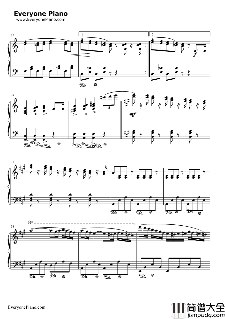 西班牙舞曲钢琴谱_肖斯塔科维奇_西班牙舞曲