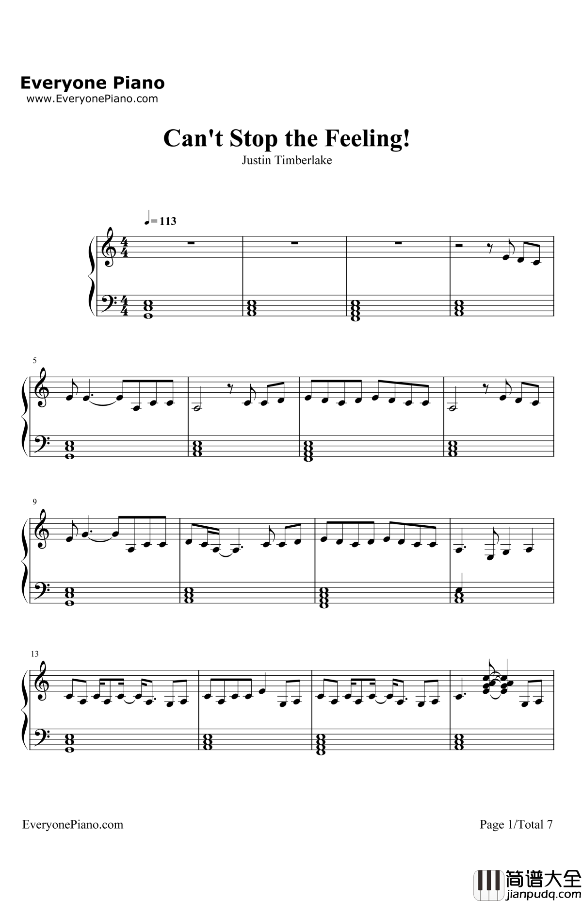 Can'tStoptheFeeling钢琴谱_JustinTimberlake