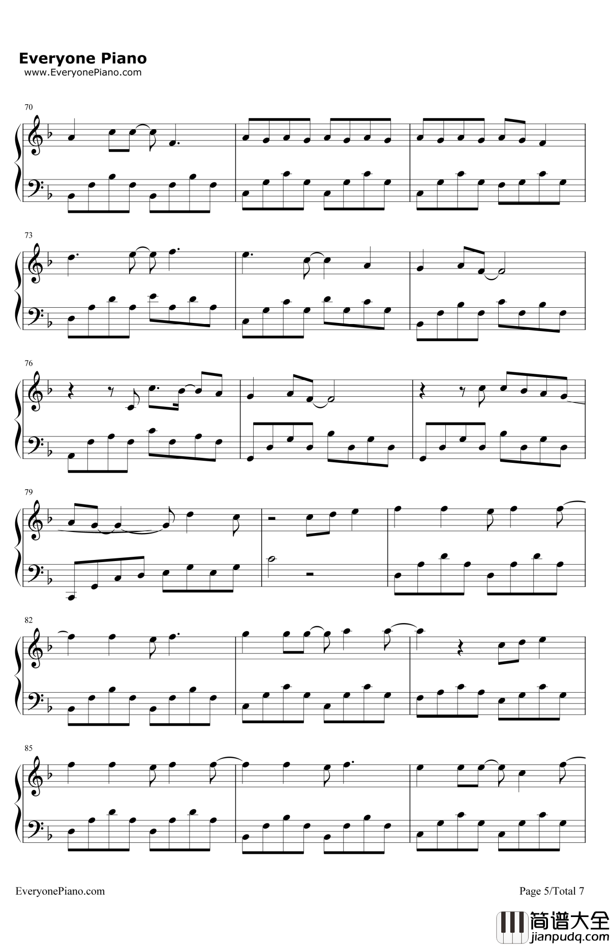 阳光宅男钢琴谱_周杰伦