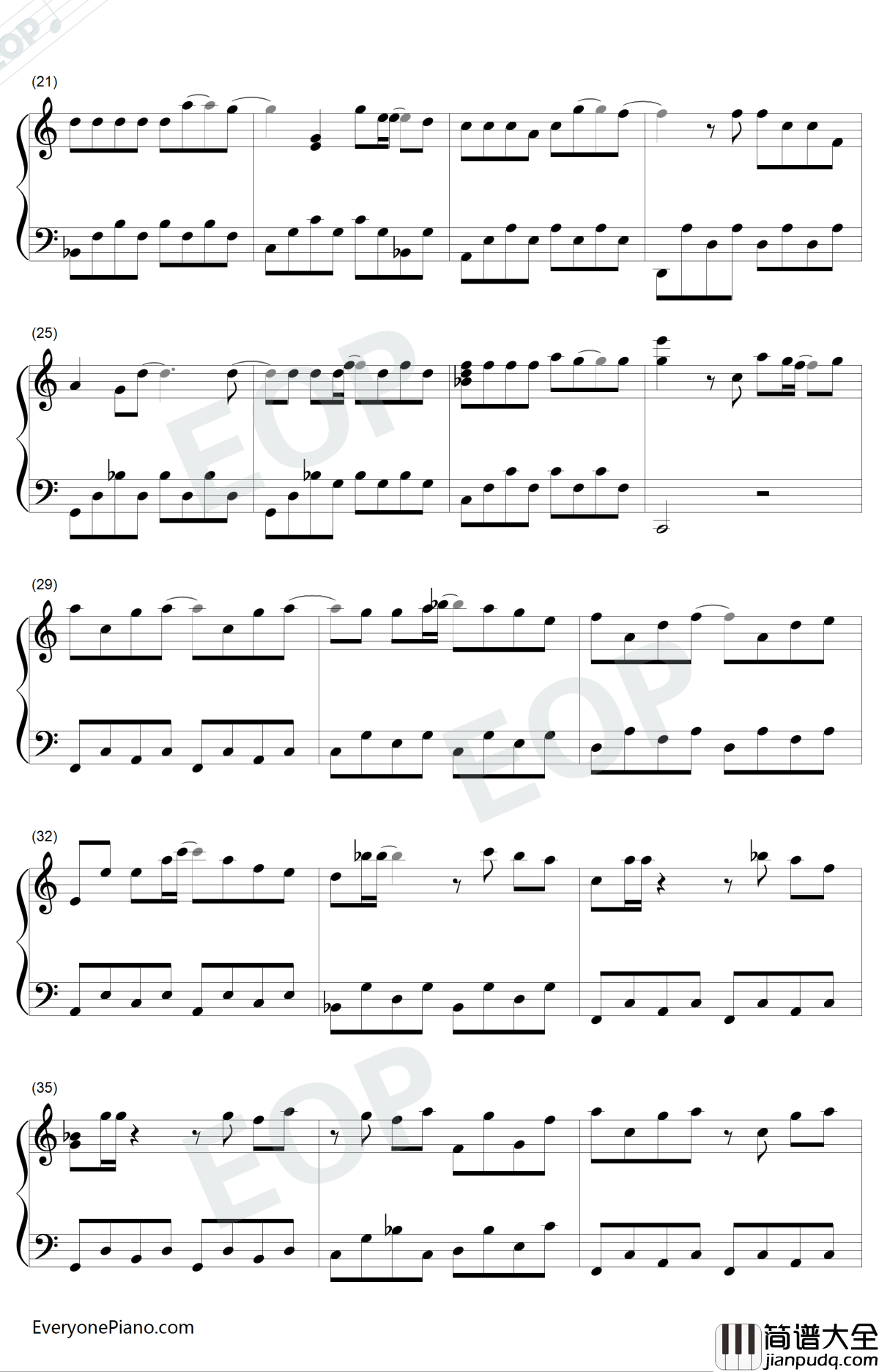 小幸运简单版钢琴谱_田馥甄