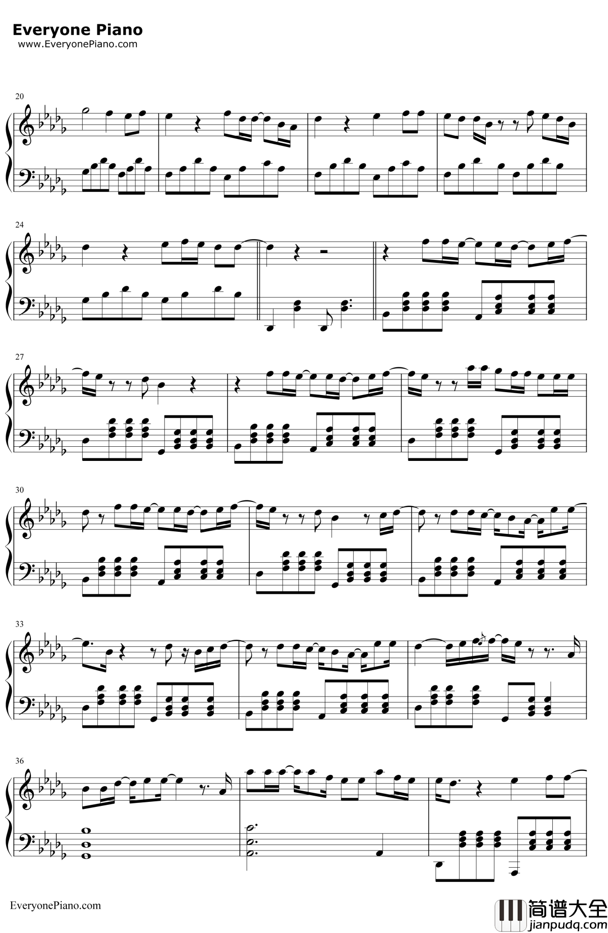 OneCallAway钢琴谱_CharliePuth