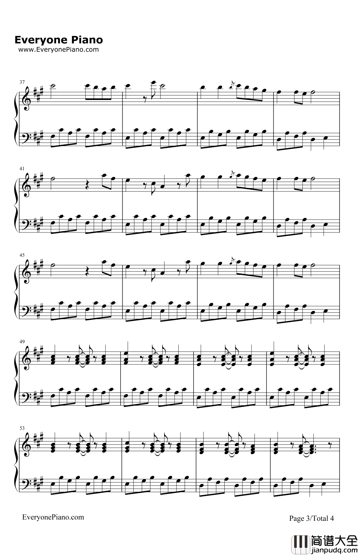 DownbytheRiver钢琴谱_MilkyChance