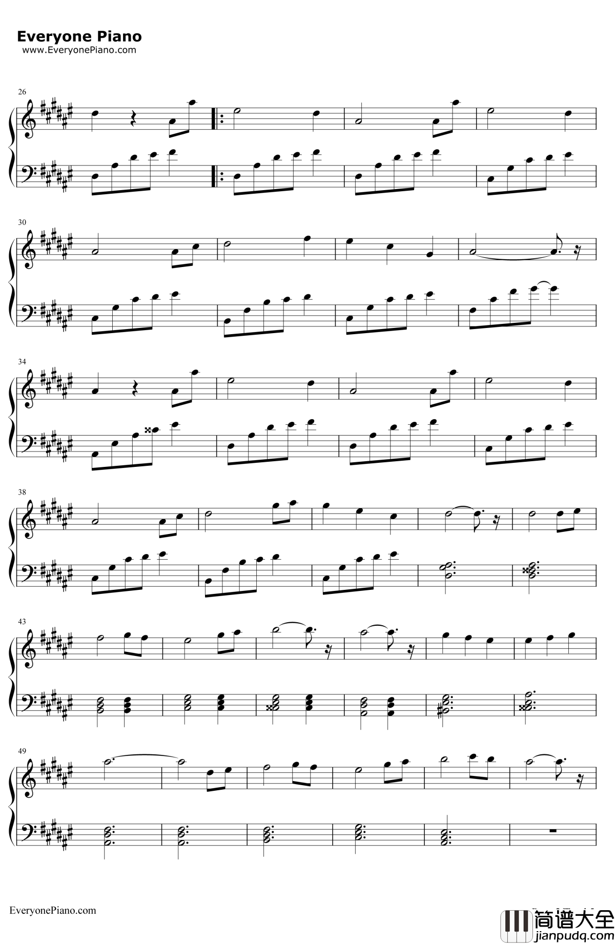 时光笔墨钢琴谱_张碧晨_青云志ED