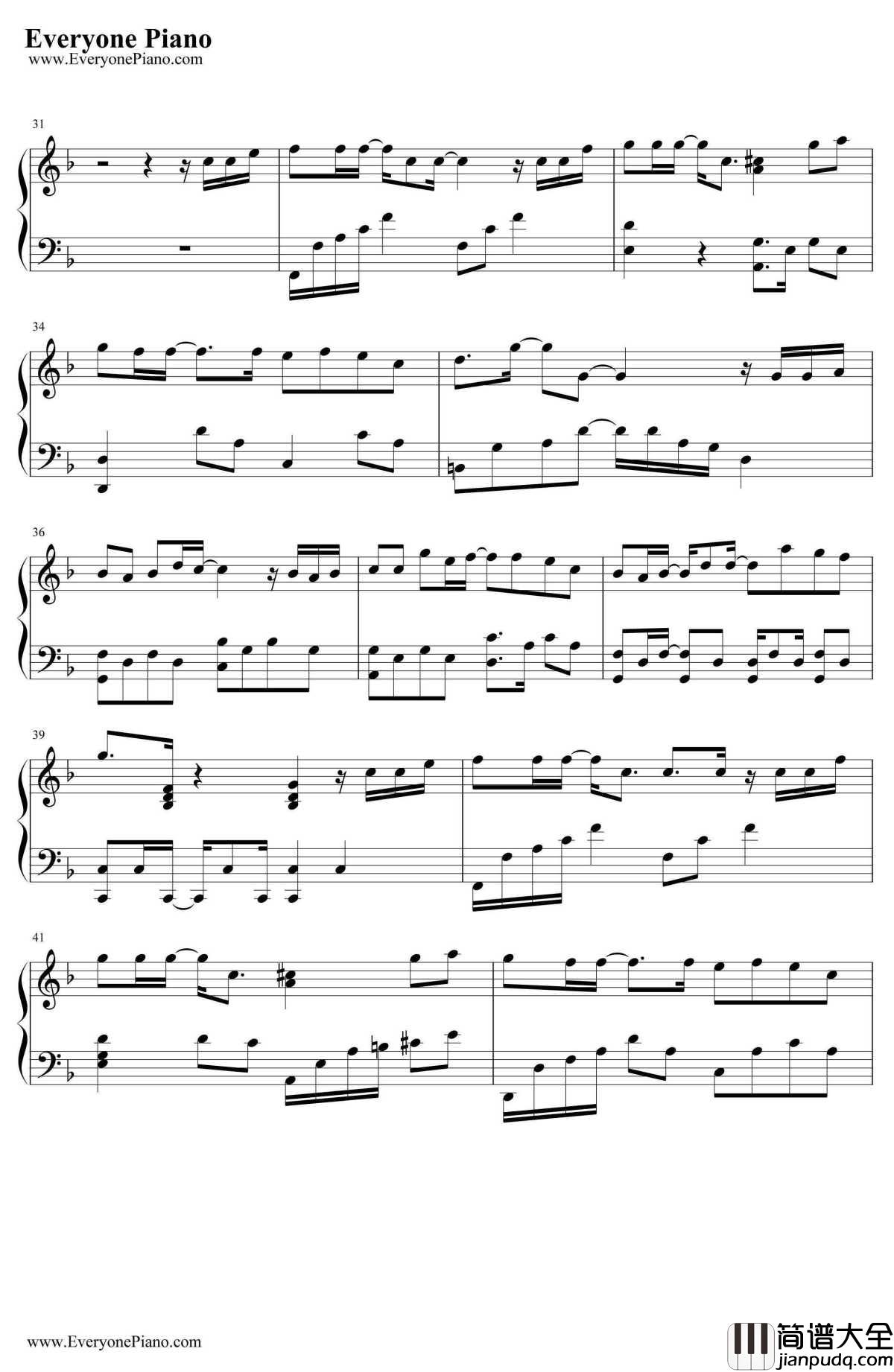 那些年钢琴谱_胡夏九把刀