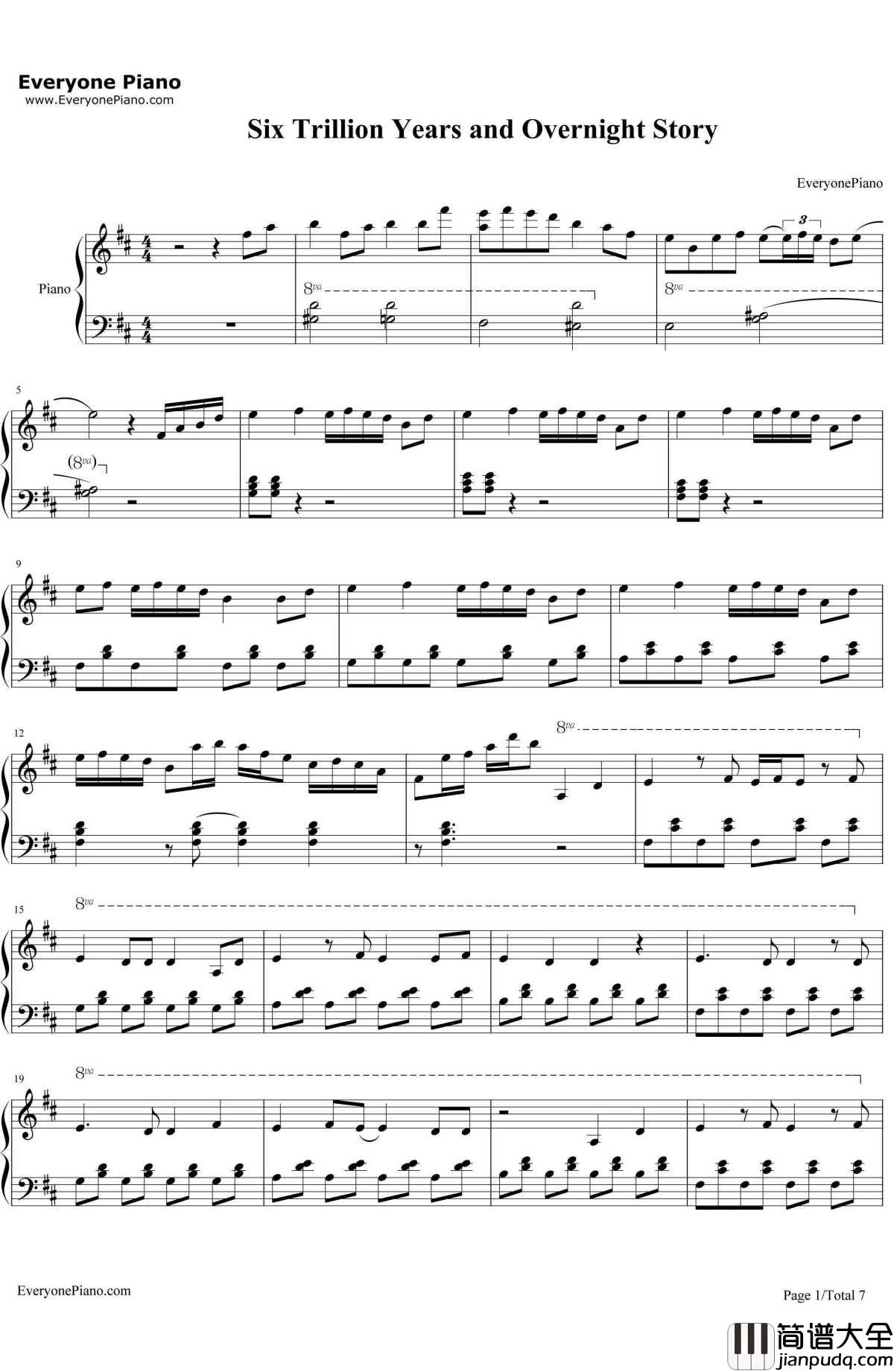 六兆年と一夜物語钢琴谱_Kemu_SoundVoltex