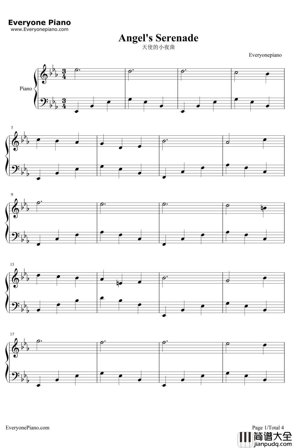 天使的小夜曲钢琴谱_布拉加