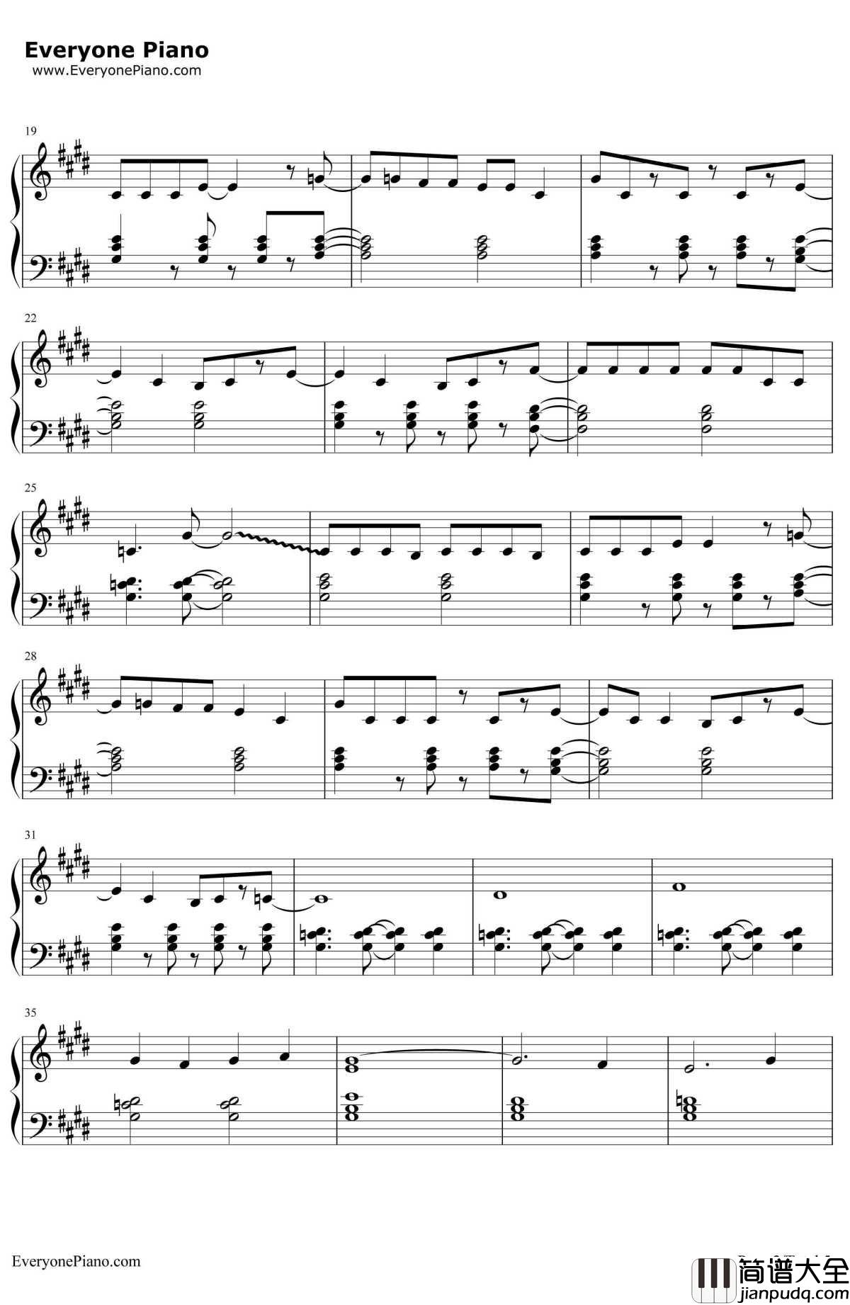 白い雪のプリンセスは钢琴谱_初音未来