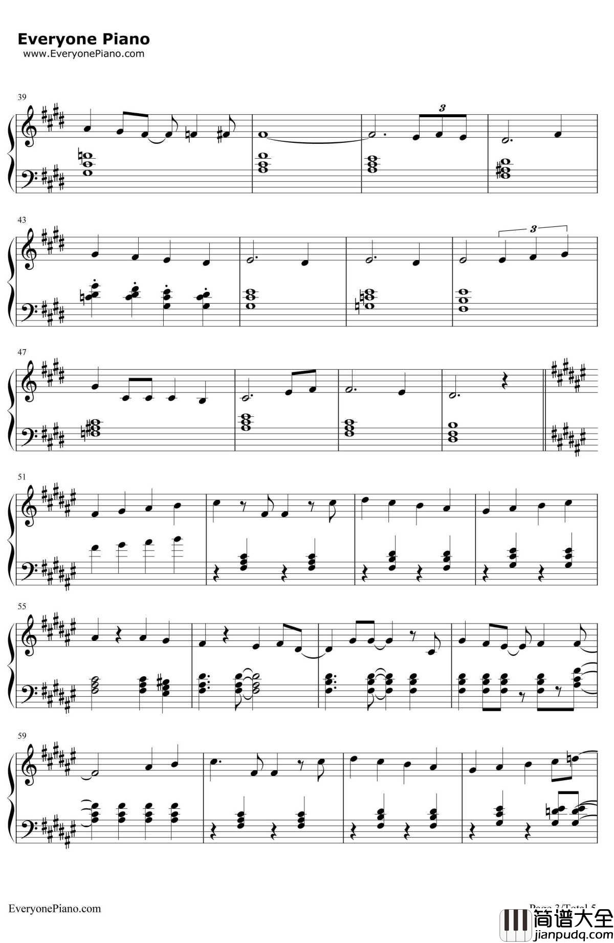 白い雪のプリンセスは钢琴谱_初音未来