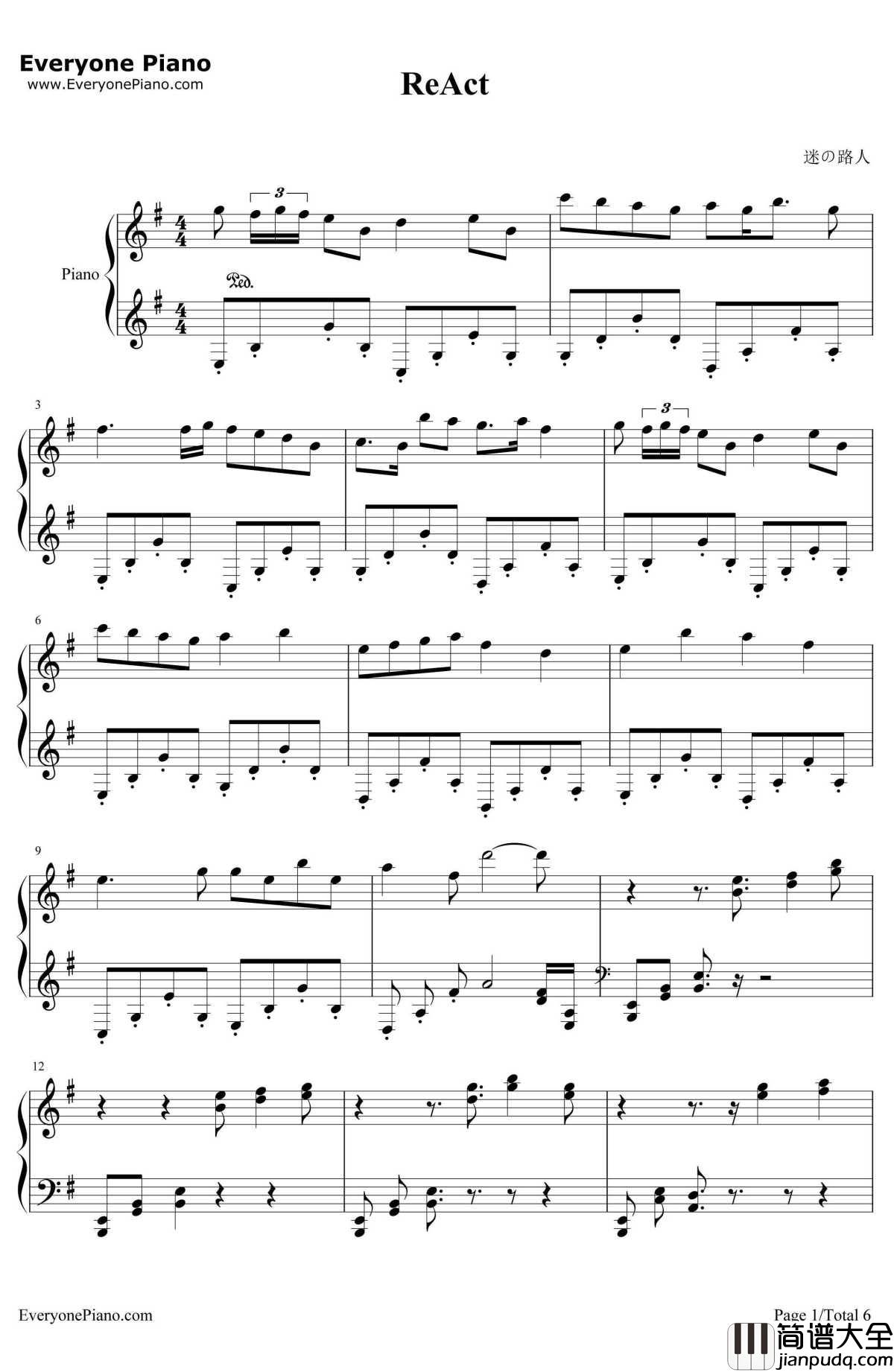 ReAct钢琴谱_初音未来镜音双子