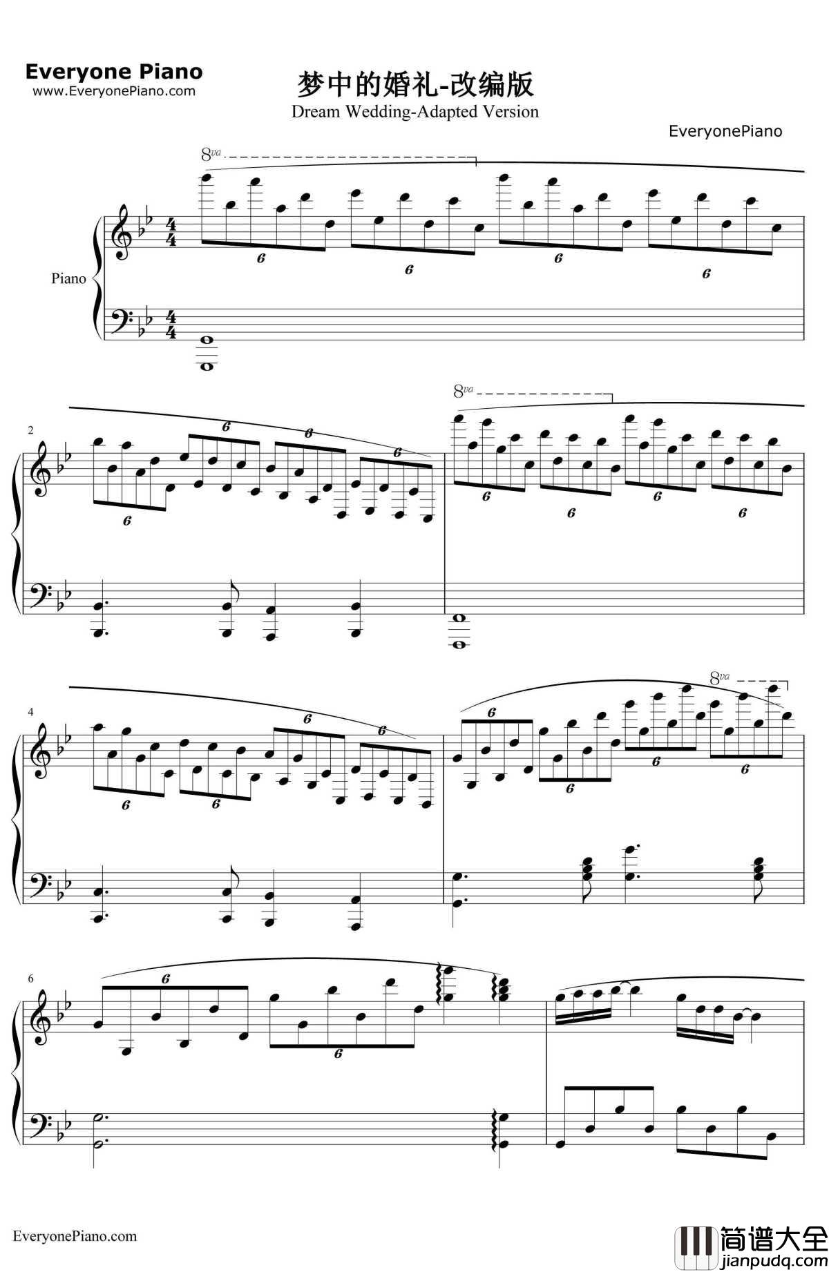 梦中的婚礼钢琴谱_理查德•克莱德曼_改编版