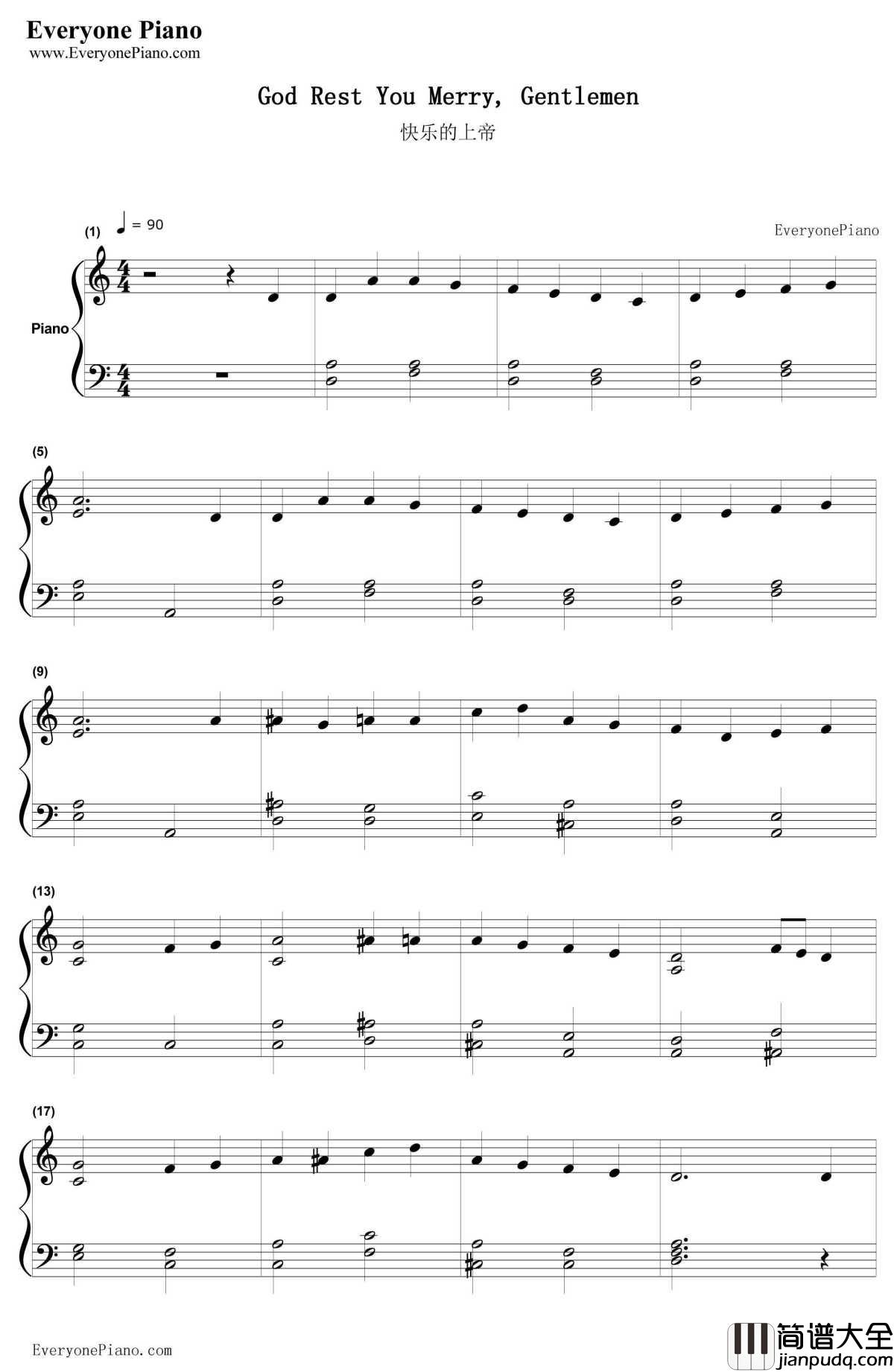 快乐的上帝（GodRestYouMerryGentlemen）钢琴谱_WilliamB.Sandys