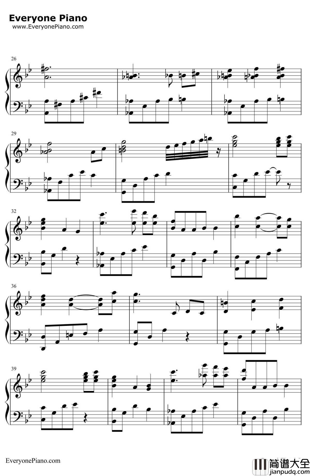 PastLove钢琴谱_VariousArtists_来自星星的你插曲