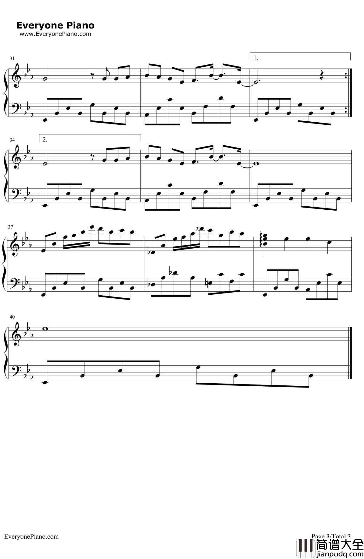 分手快乐钢琴谱_梁静茹