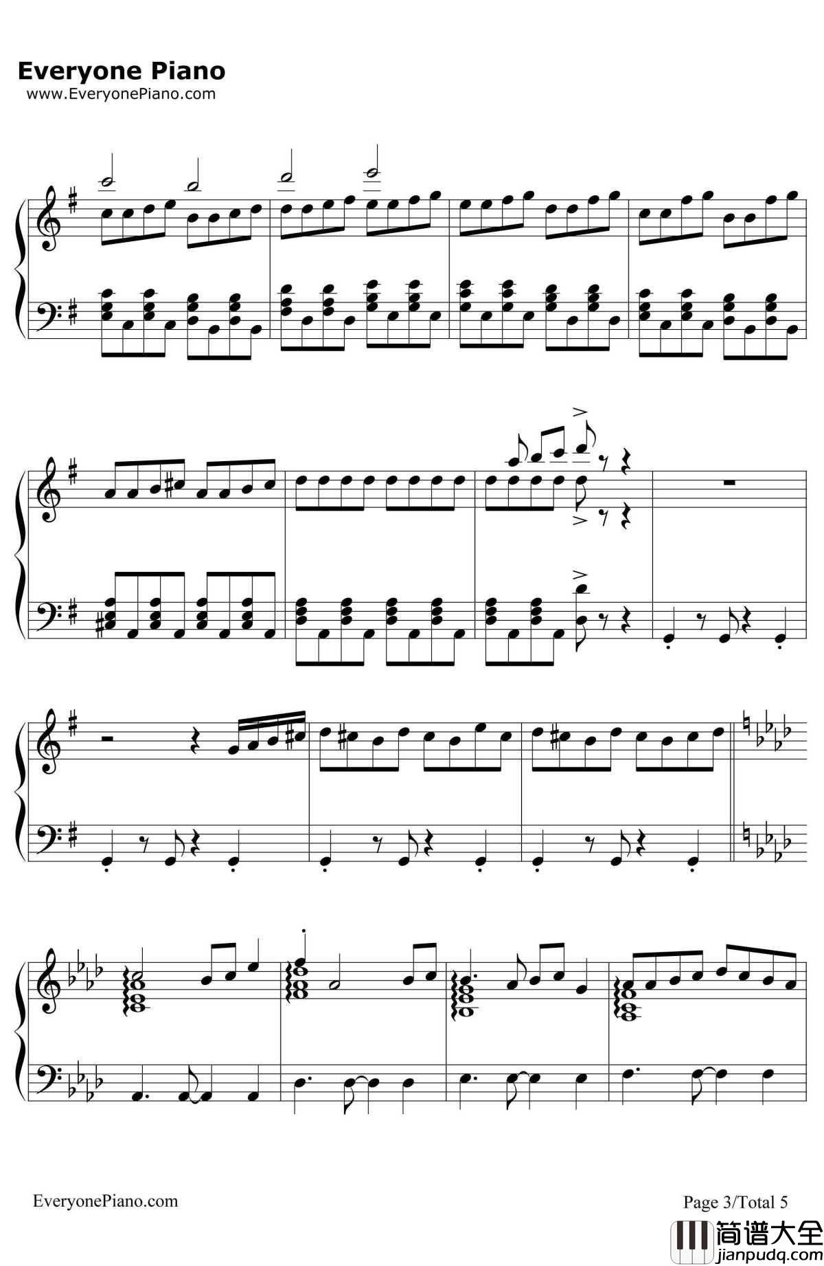 TheSimsTheme钢琴谱_SteveJablonsky__模拟人生3_OST_EOP教学曲