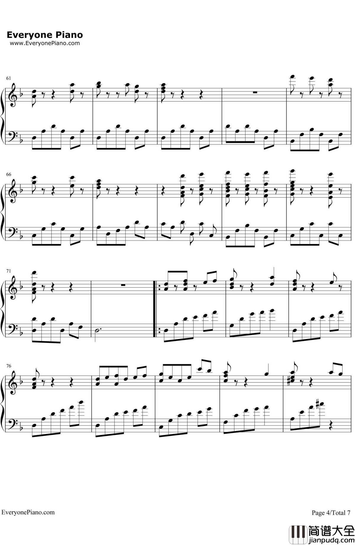 兄弟钢琴谱_俄罗斯信念合唱团__钢之炼金术师_插曲