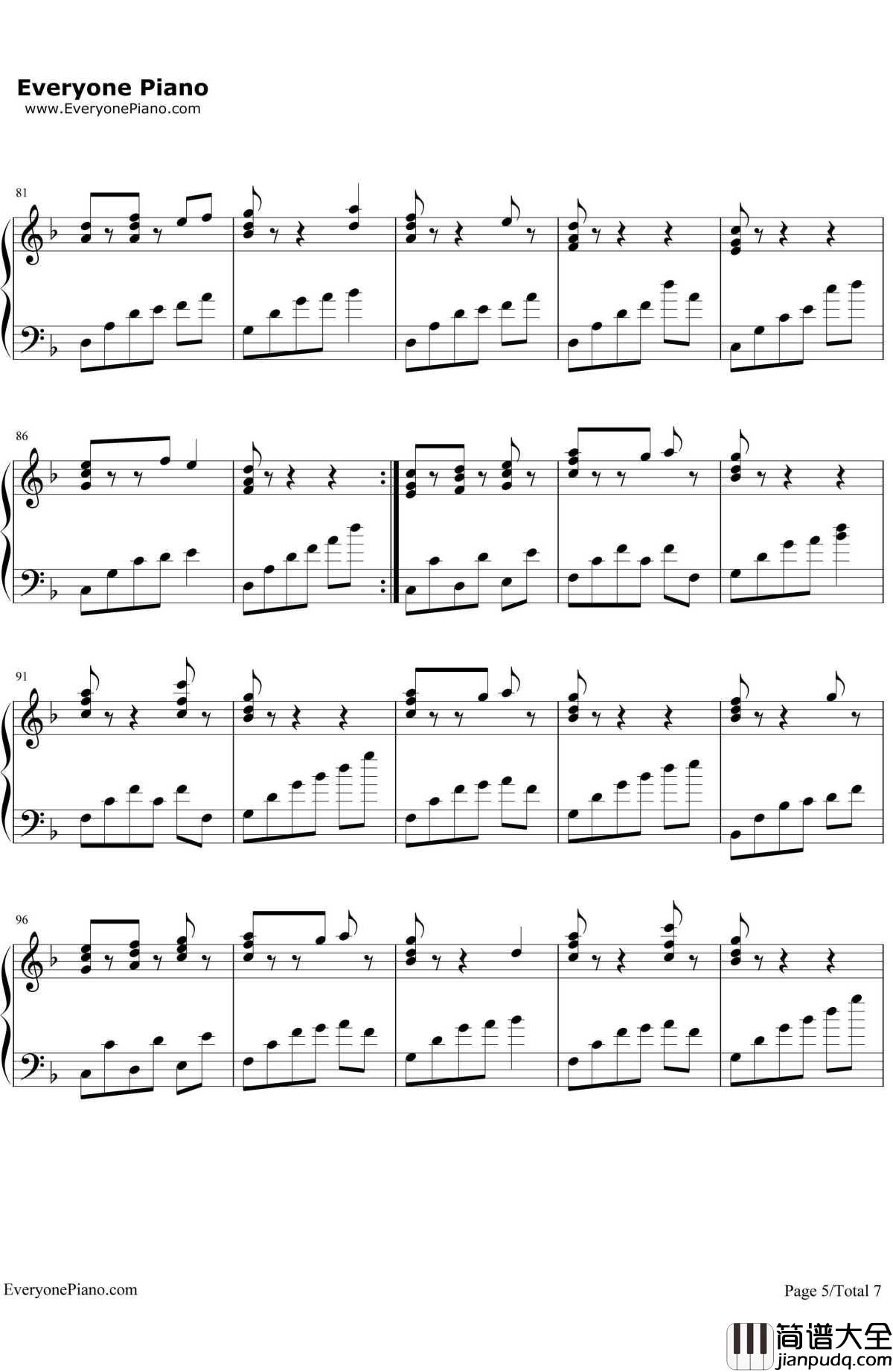 兄弟钢琴谱_俄罗斯信念合唱团__钢之炼金术师_插曲