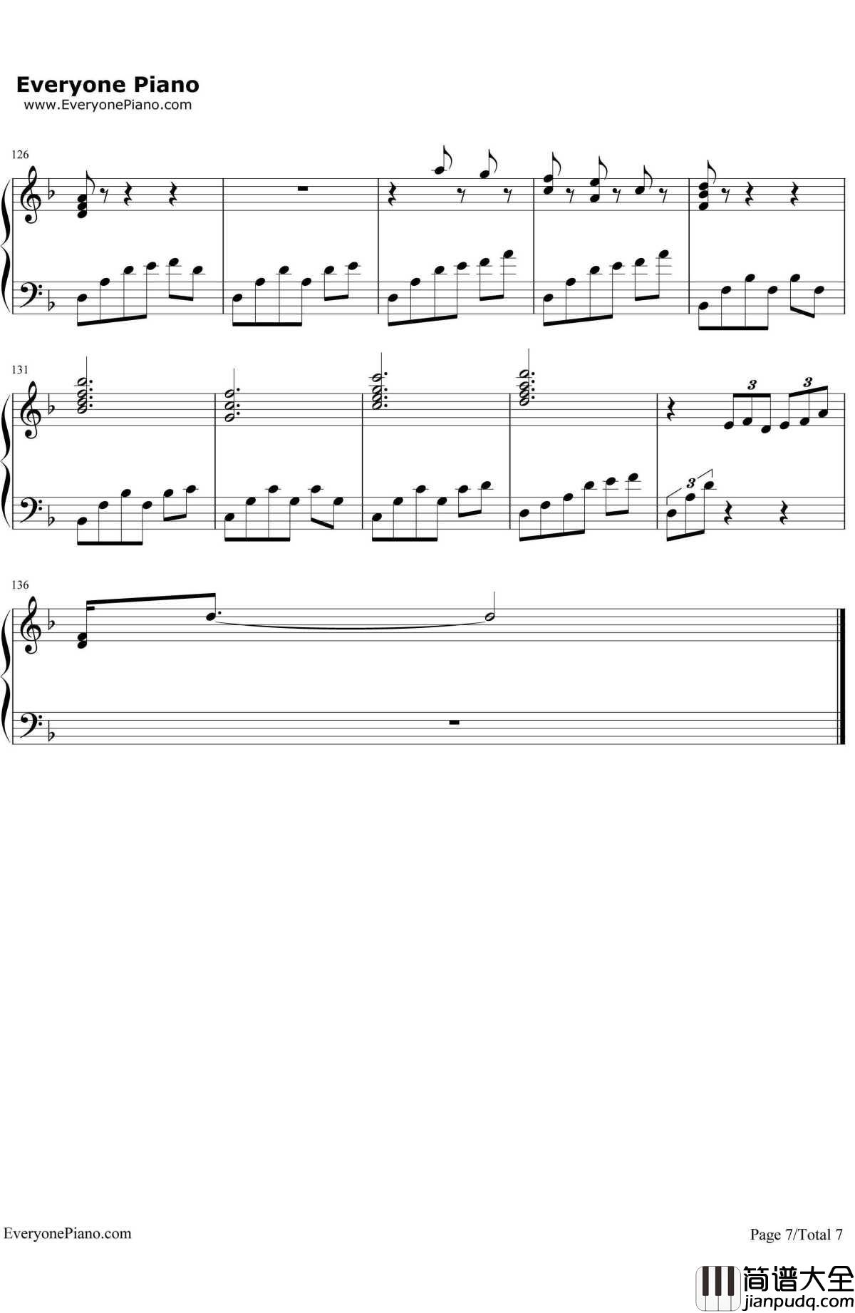 兄弟钢琴谱_俄罗斯信念合唱团__钢之炼金术师_插曲