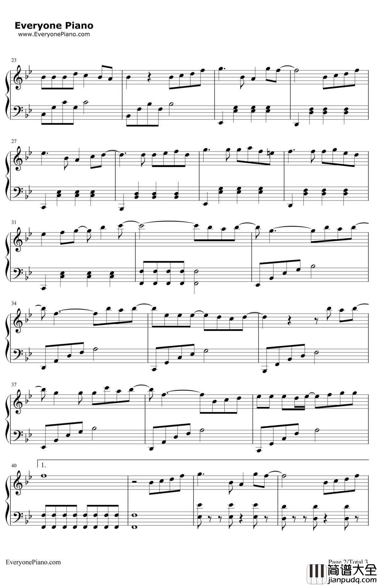 傻瓜呀钢琴谱_金钟国__住在我家的男人_OST