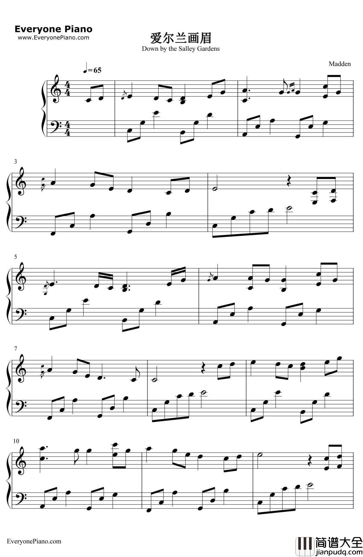 爱尔兰画眉(漫步神秘园)钢琴谱_JoanieMadden