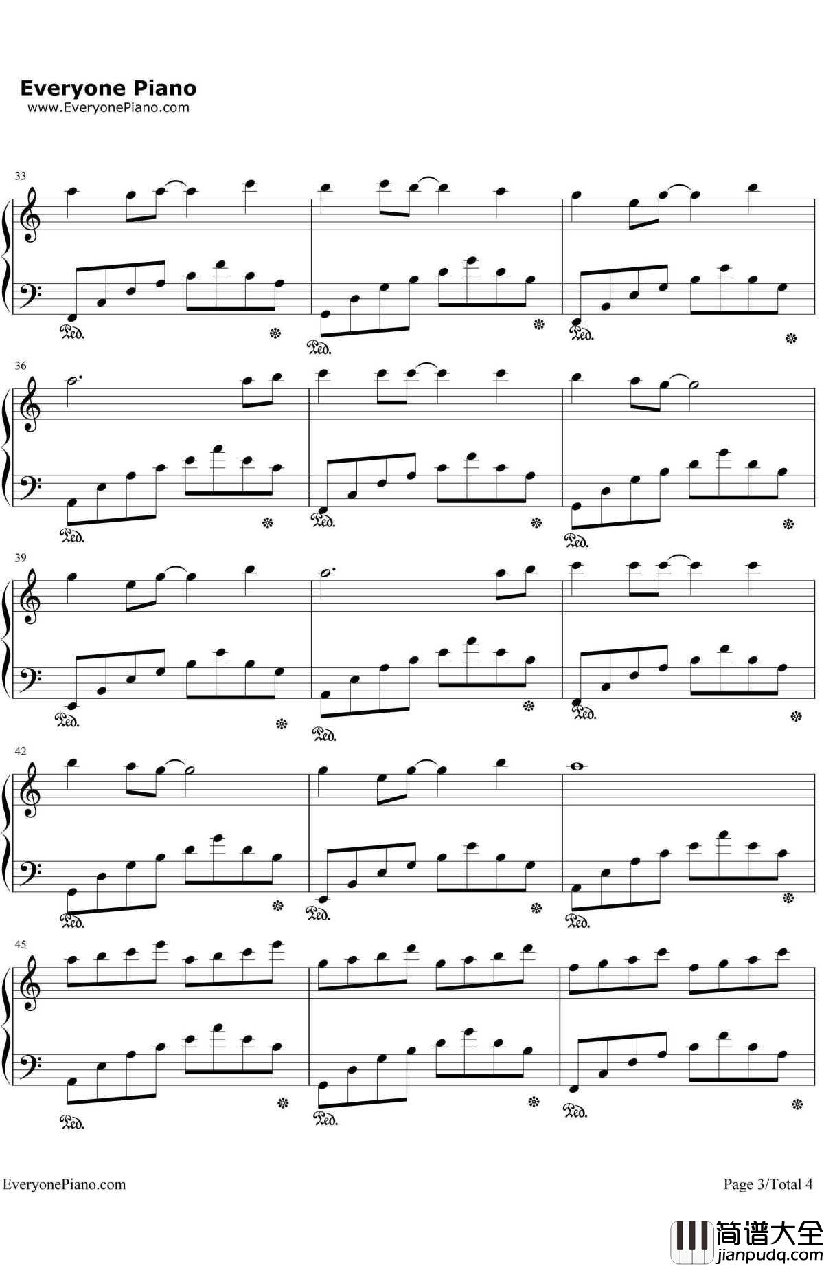 爱的供养简单版钢琴谱_杨幂