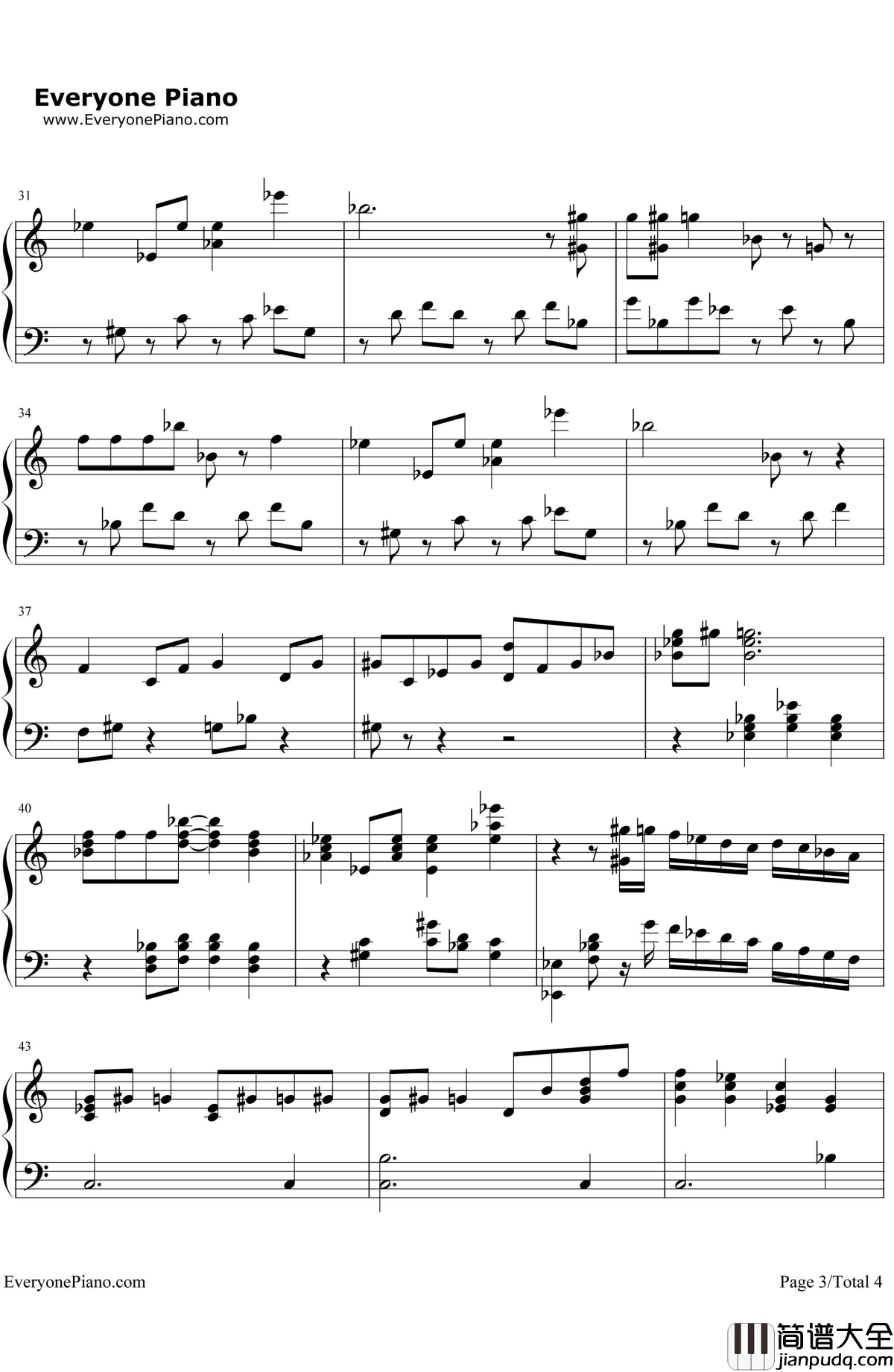 ThinkofMe钢琴谱_克莉丝汀(ChristineDaaé)_歌剧魅影OST