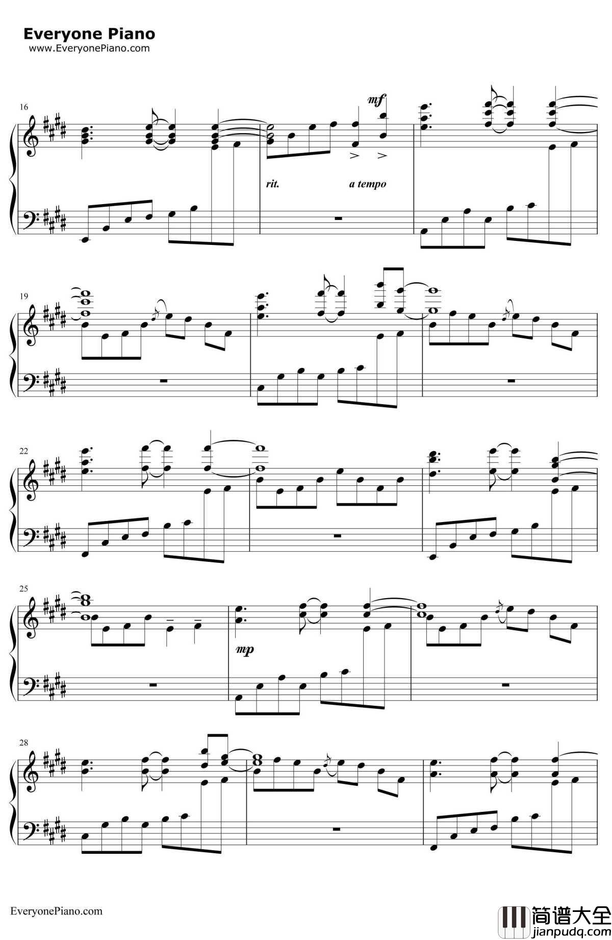 同じ高みへ钢琴谱_麻枝准__CLANNAD_OST