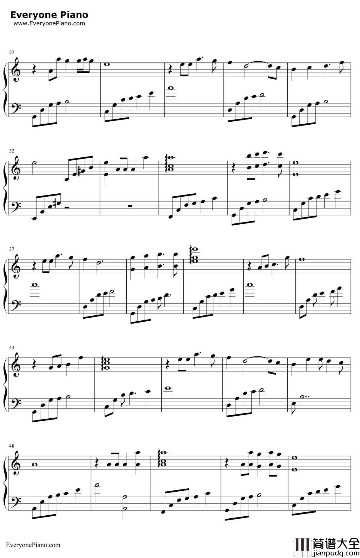 贝加尔湖畔钢琴谱_李健