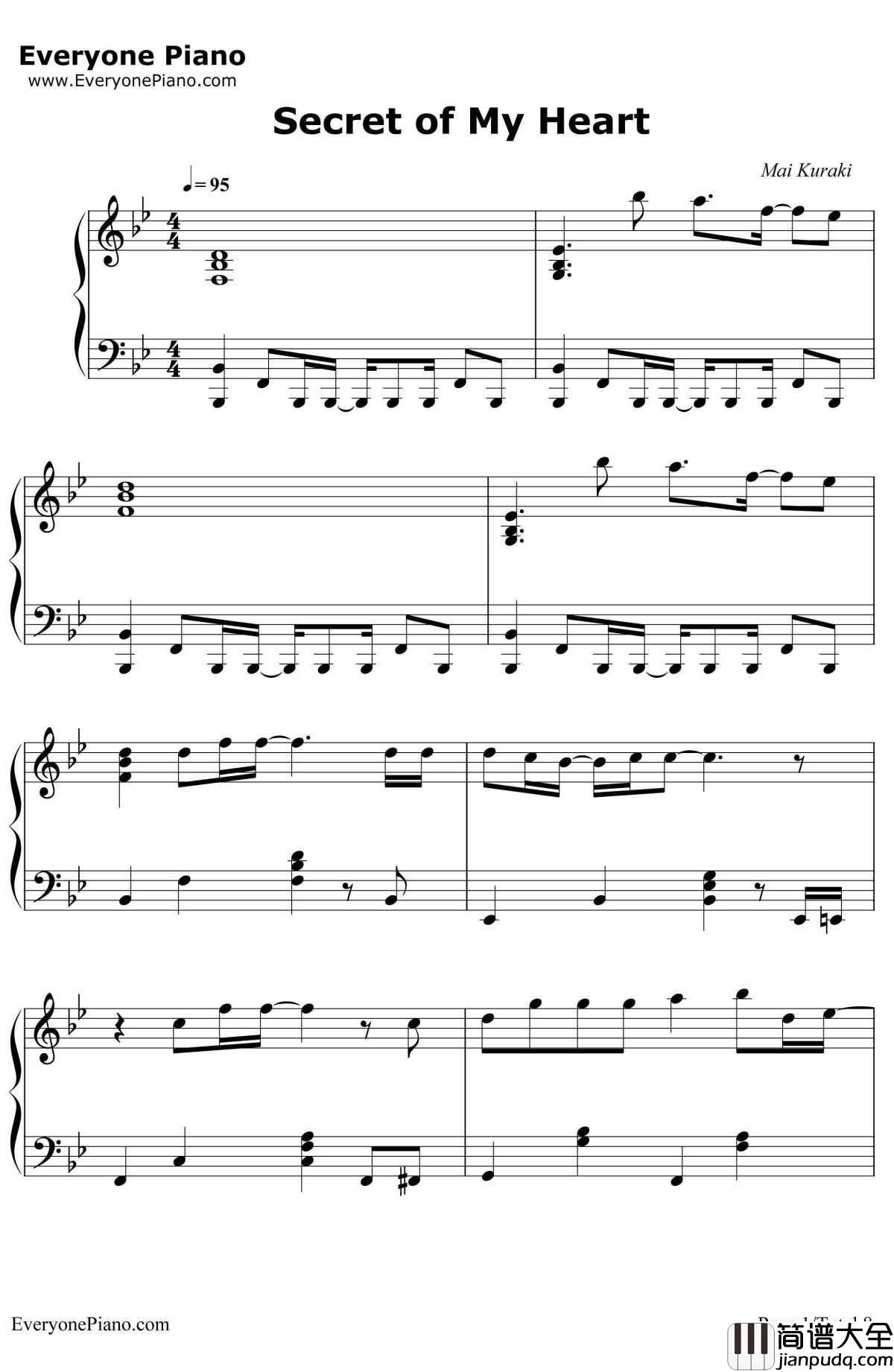 secretofmyheart钢琴谱_仓木麻衣__名侦探柯南_片尾曲