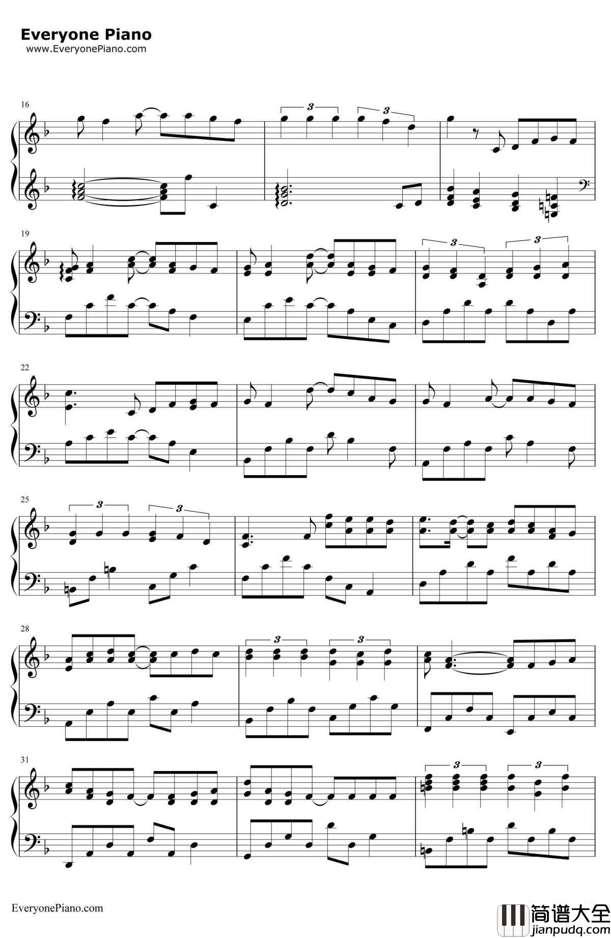 富士山下钢琴谱_陈奕迅