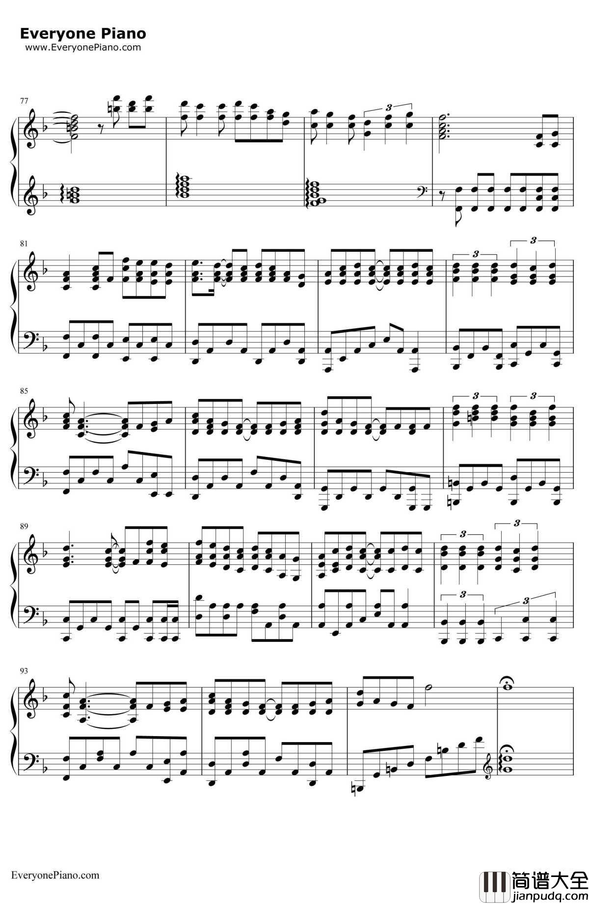 富士山下钢琴谱_陈奕迅