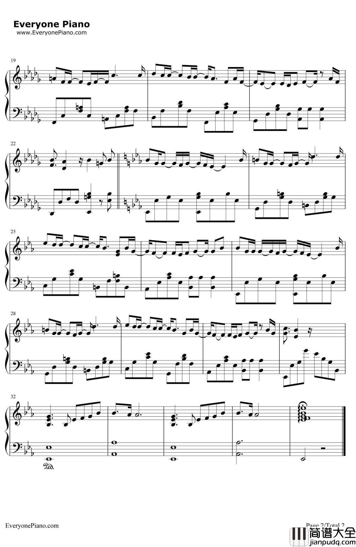 とめる(停下吧)钢琴谱_一青窈__ZETMAN_ED