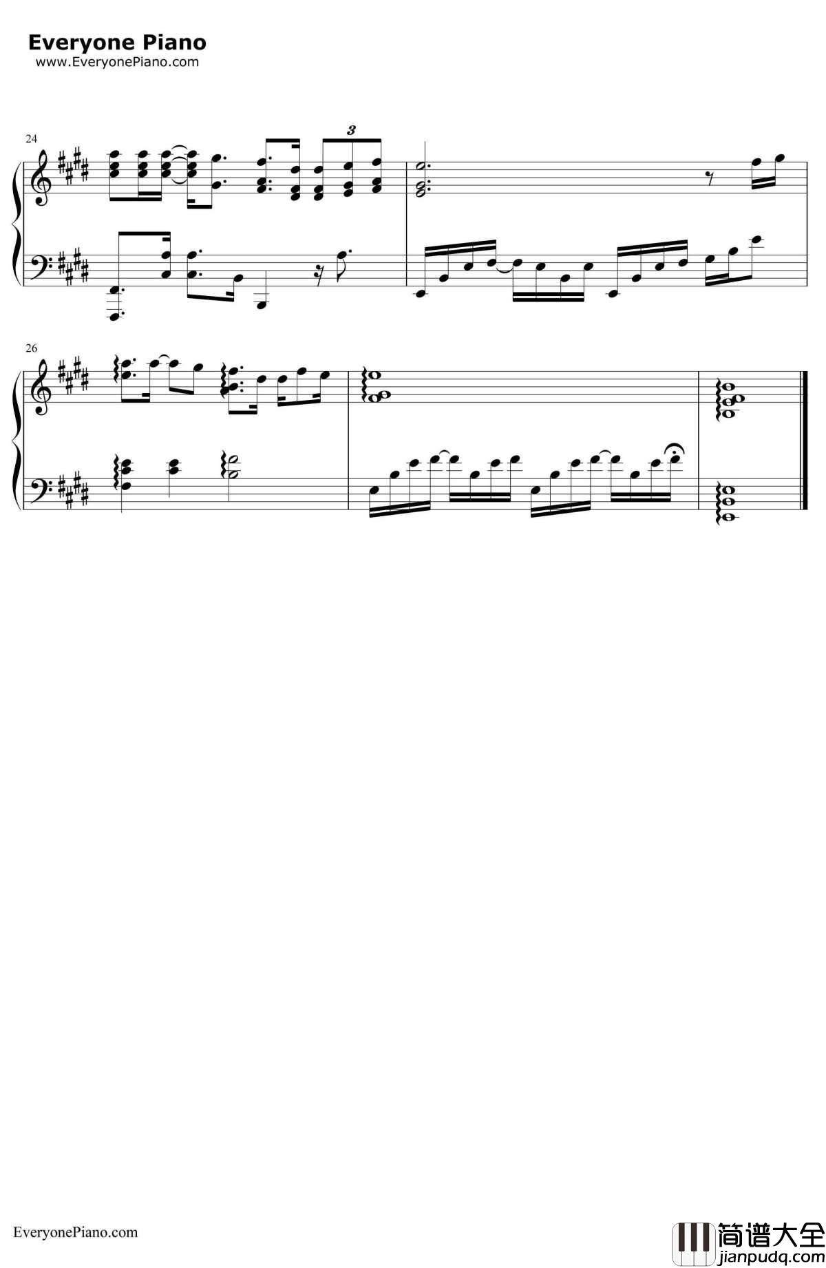 梨花又开放钢琴谱_韩红_我是歌手第三季