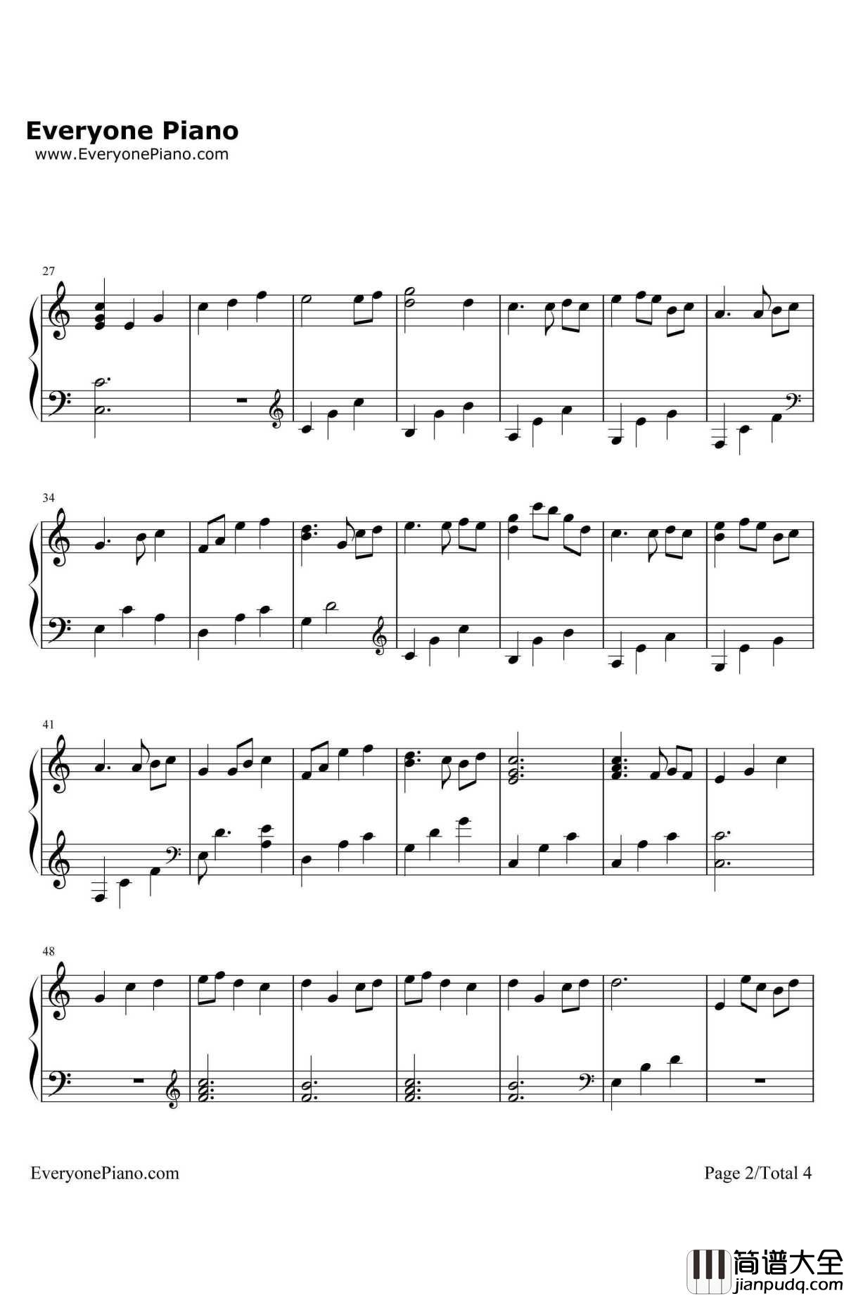 圣なる月夜钢琴谱_圣诞夜_圣诞歌曲