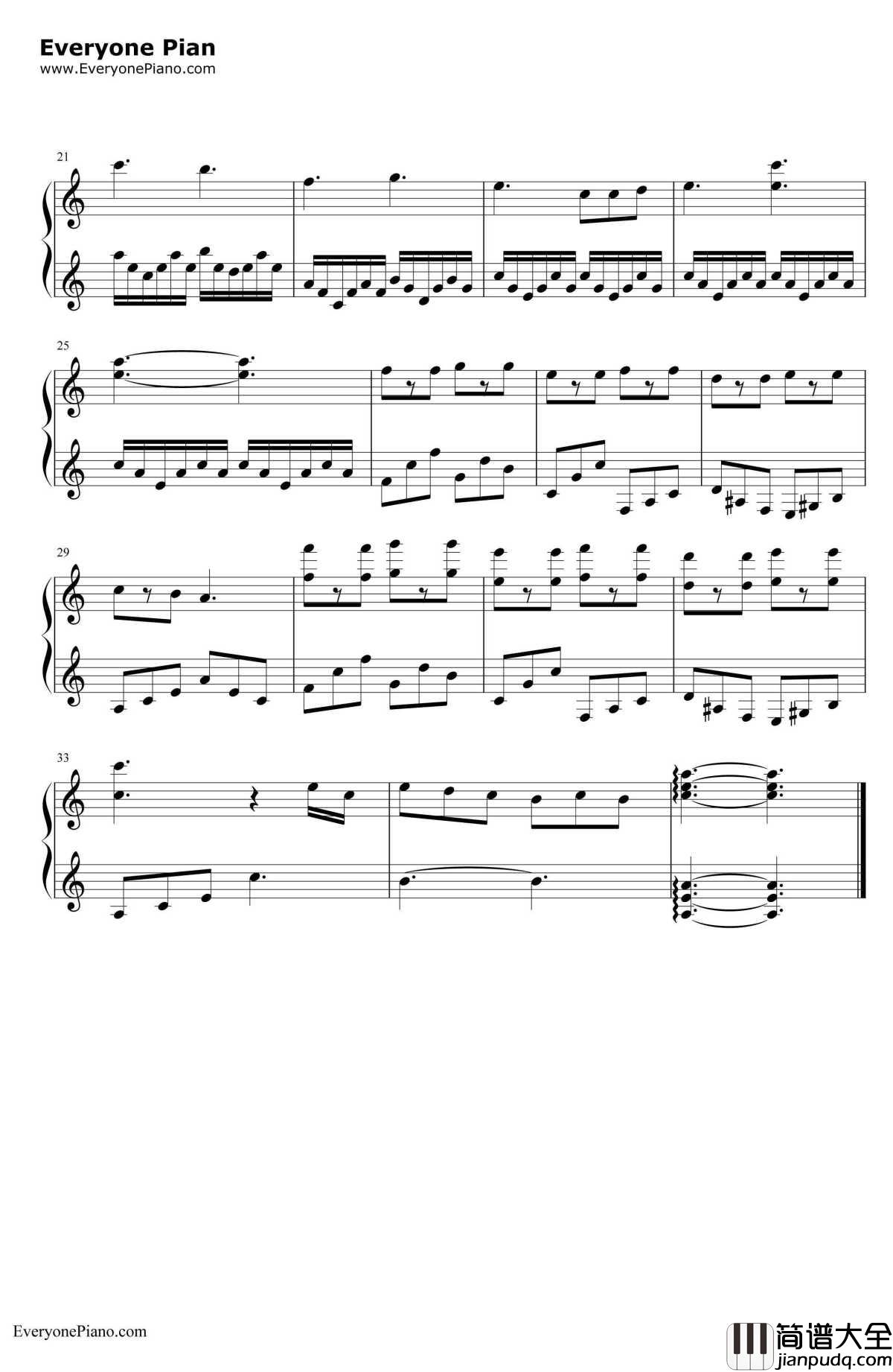 Spring钢琴谱_班得瑞_Water__迷雾森林_班得瑞