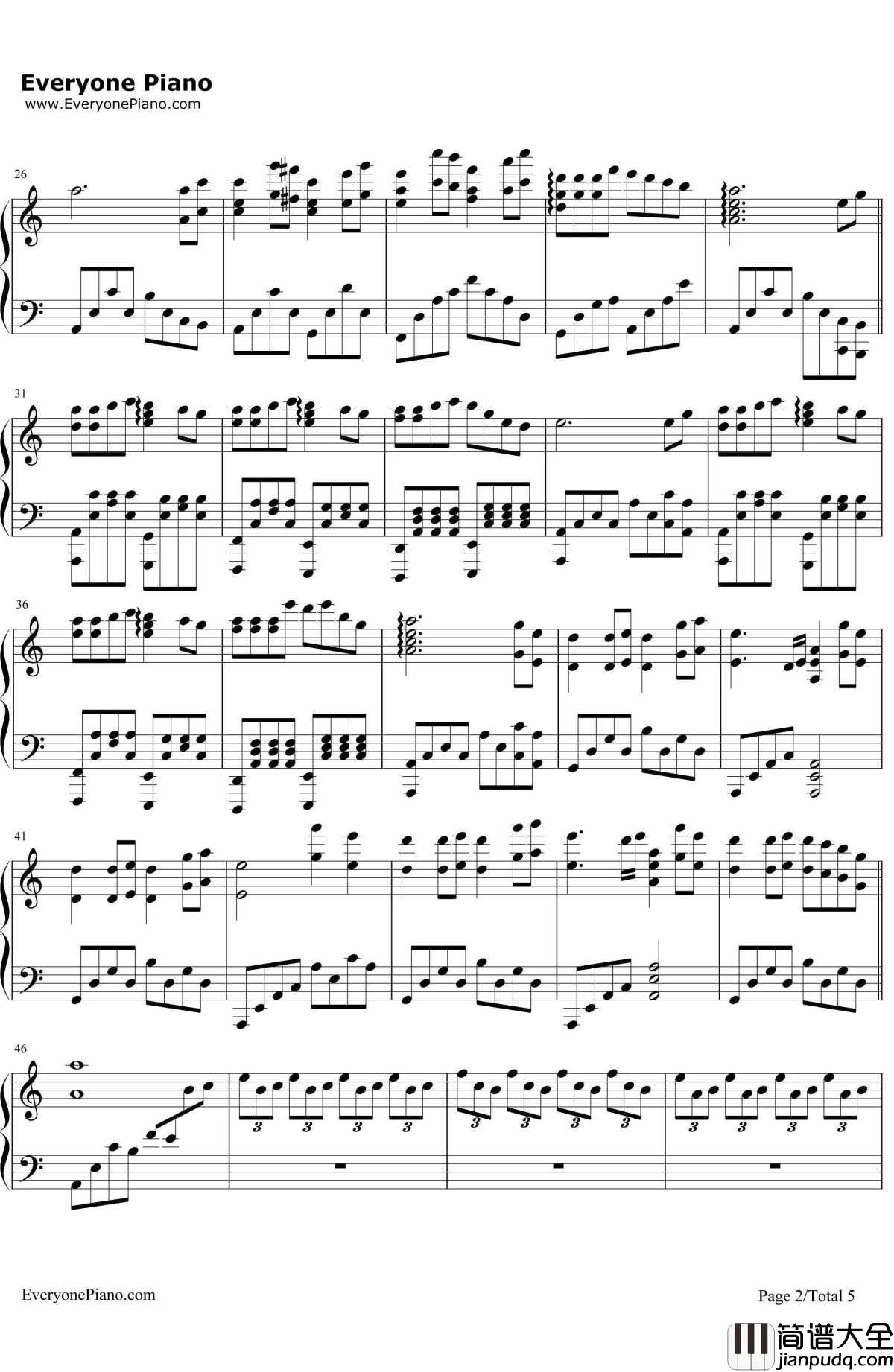 风之谷钢琴谱_网友原创