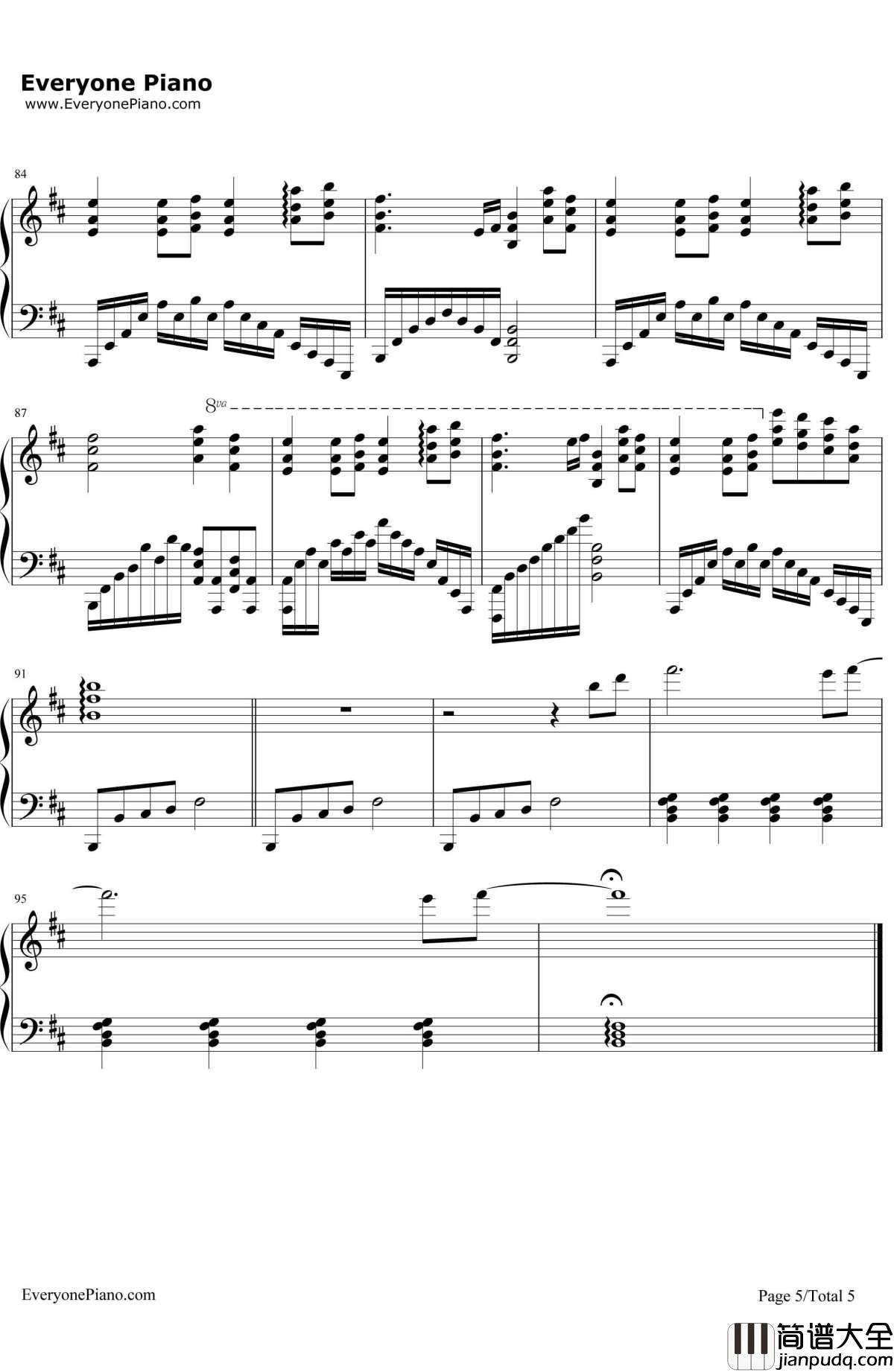 风之谷钢琴谱_网友原创