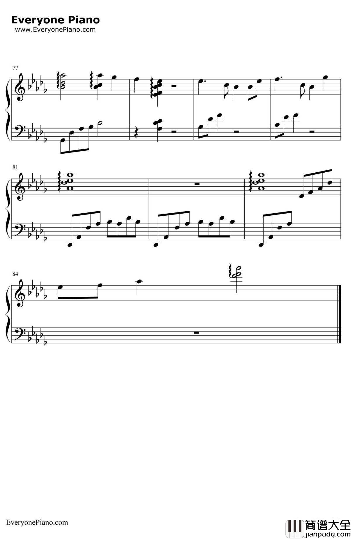 幽灵公主片尾曲钢琴谱_久石让JoeHisaishi宫崎骏_宫崎骏动画