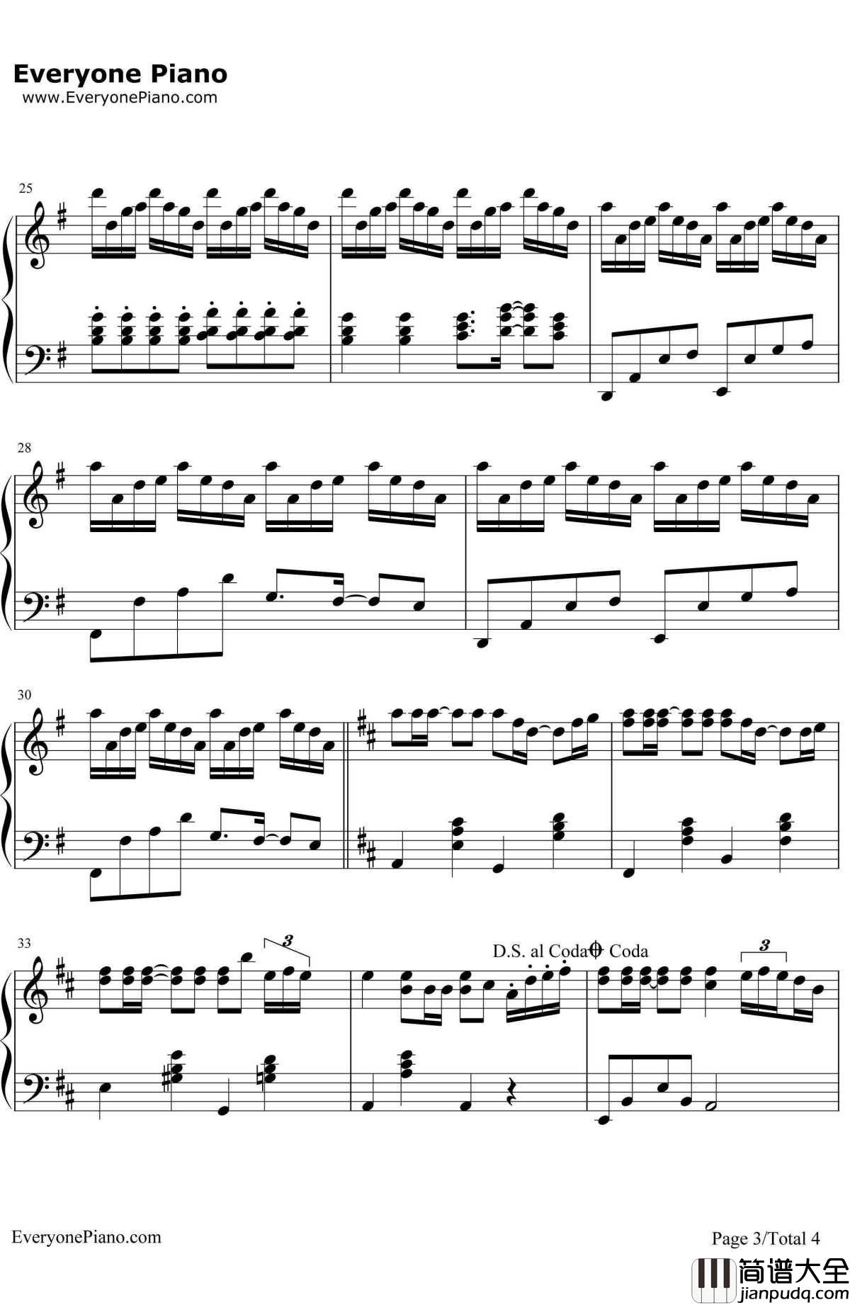 菊次郎的夏天简单版钢琴谱_久石让宫崎骏