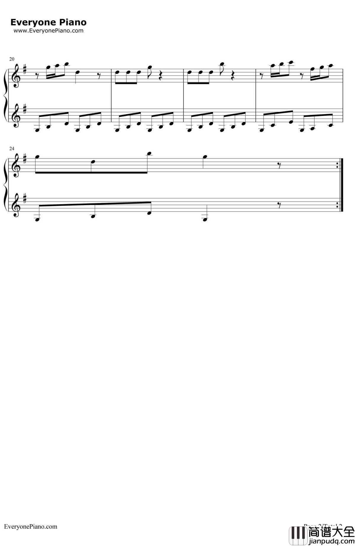 乡村舞曲钢琴谱_莫扎特_世界名曲