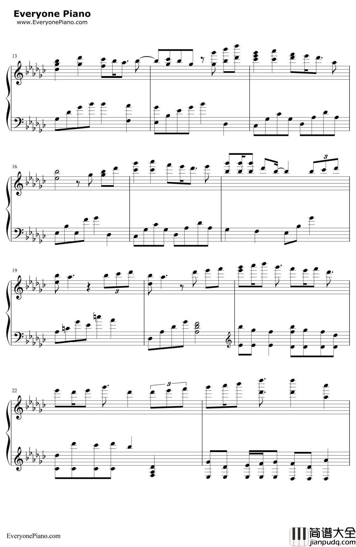 情歌完美演奏版钢琴谱_梁静茹__败犬女王_插曲