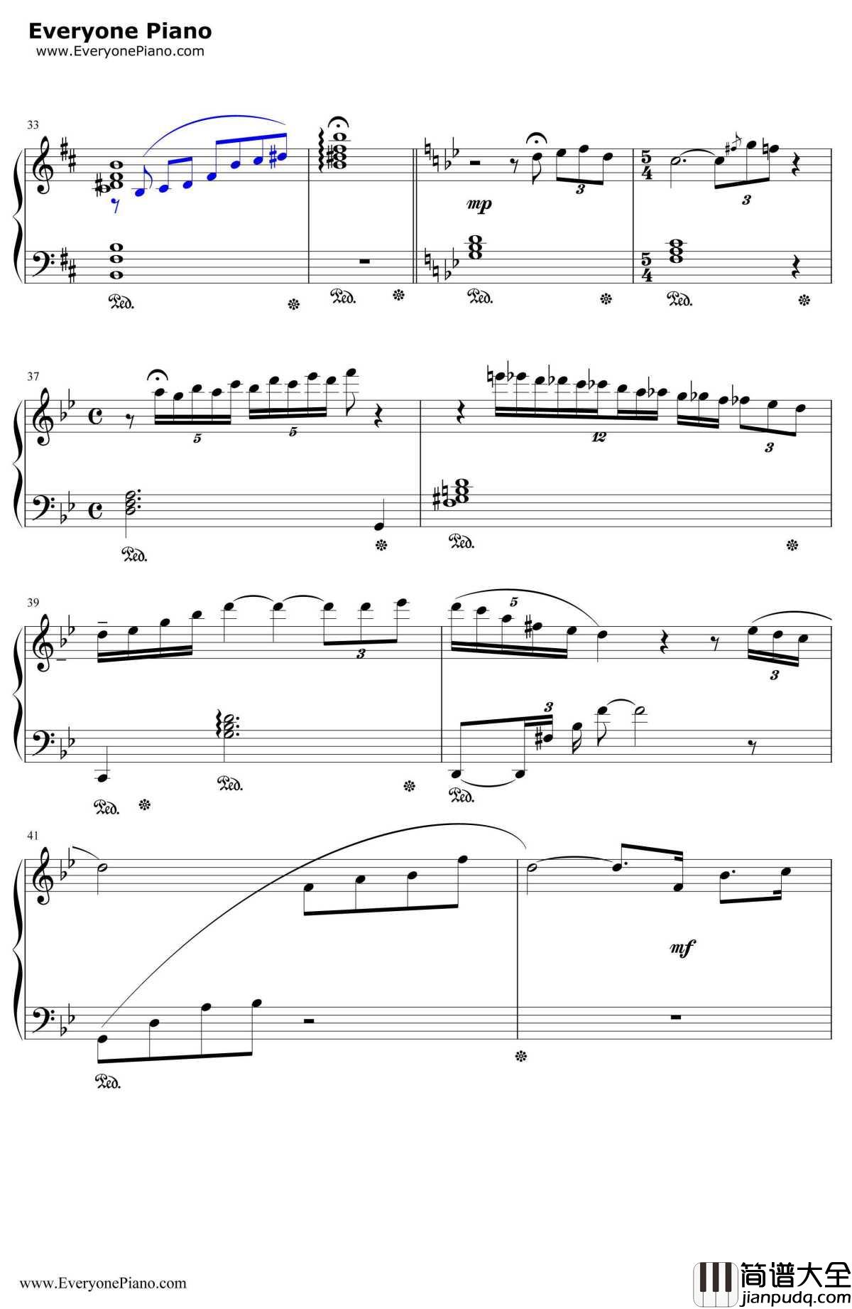 帰らざる日々钢琴谱_久石让宫崎骏__红猪_插曲